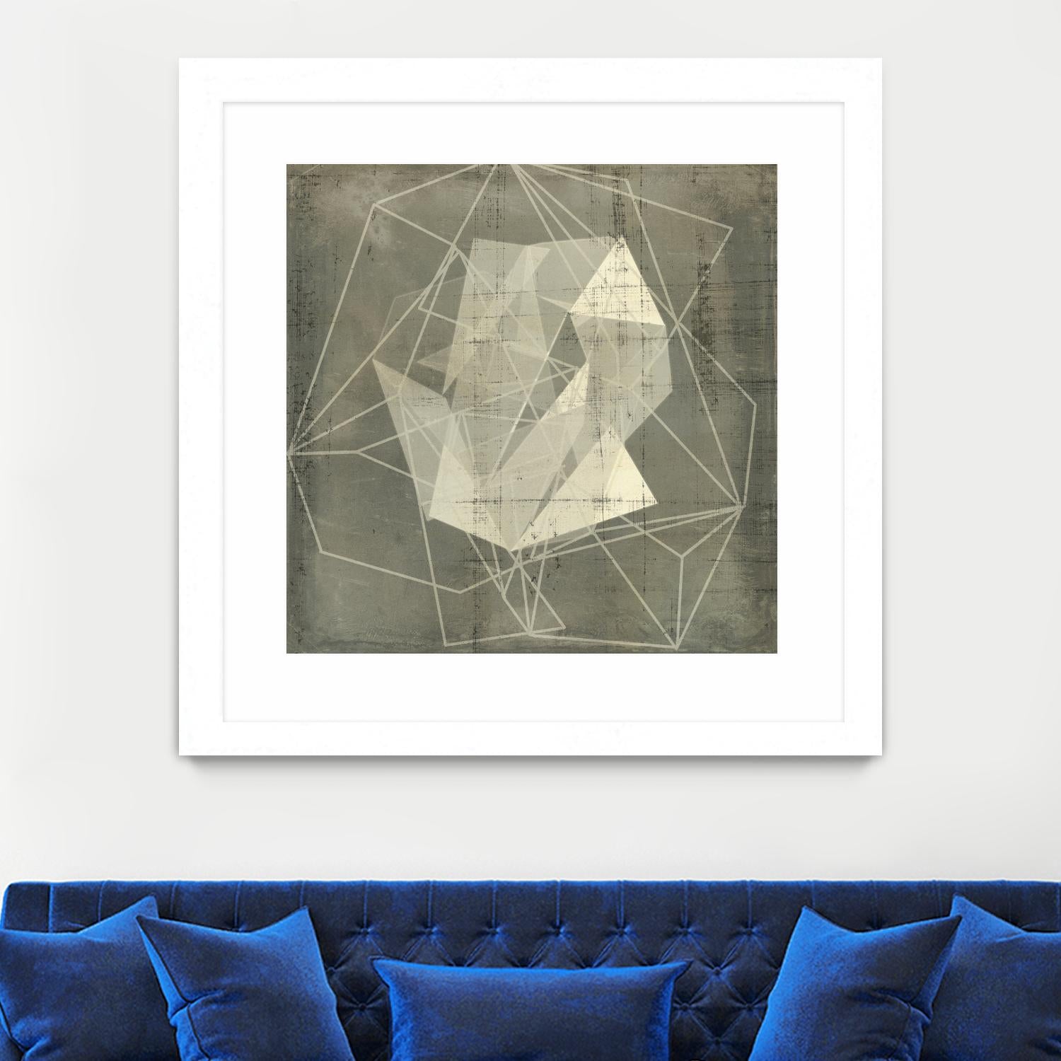 Geomolecule Blueprint II by Jennifer Goldberger on GIANT ART - beige abstract abstract