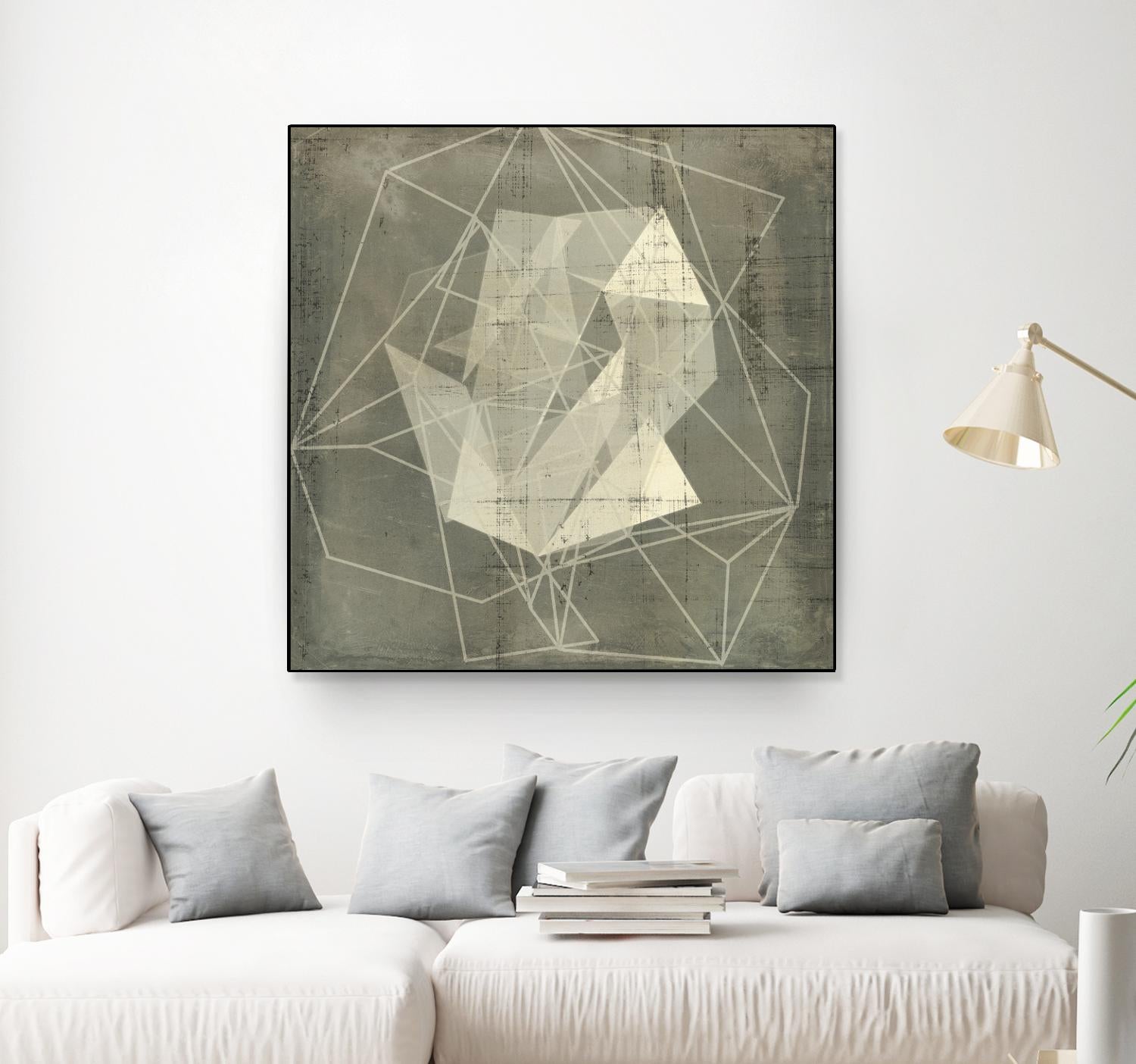 Geomolecule Blueprint II by Jennifer Goldberger on GIANT ART - beige abstract abstract