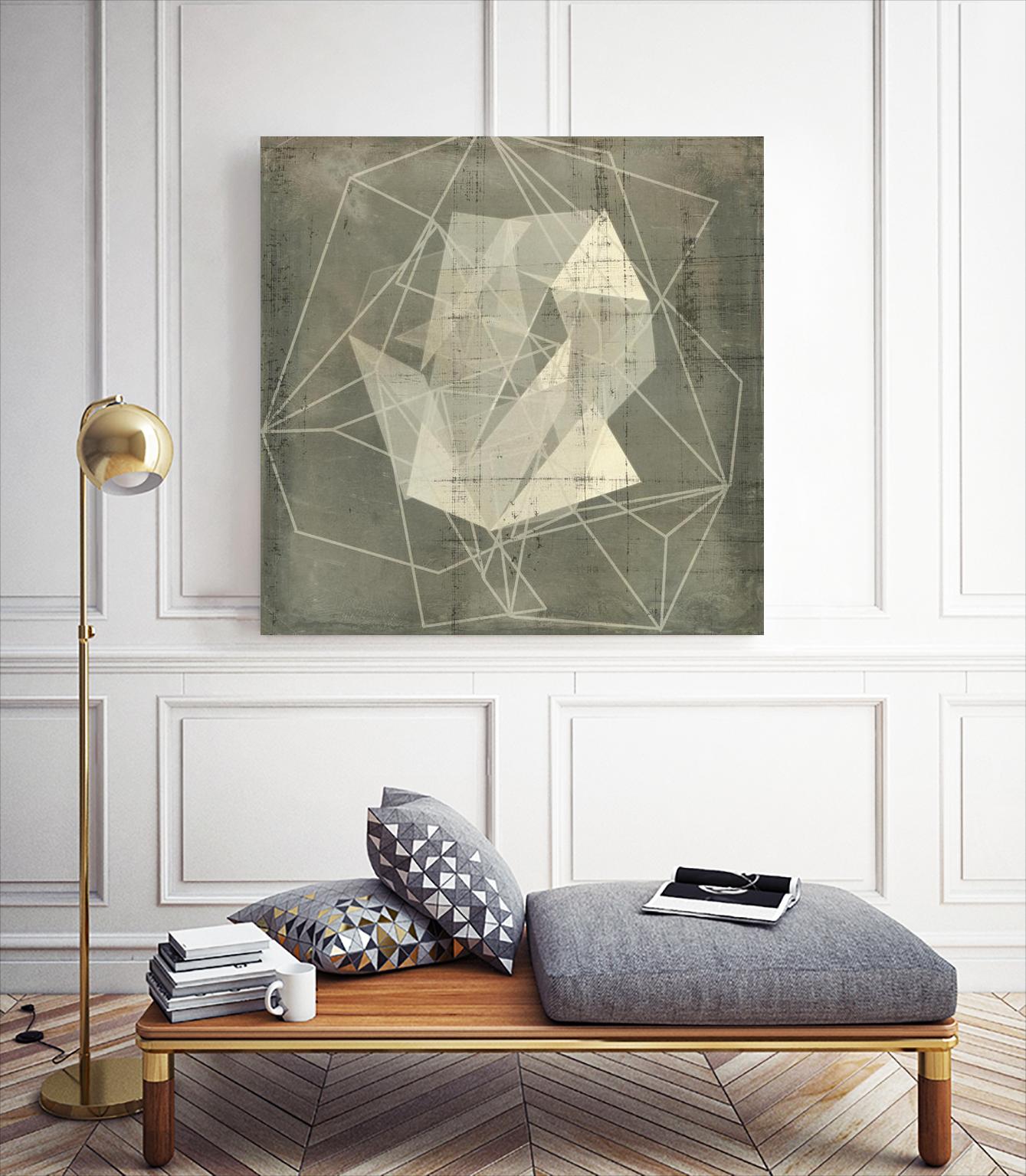 Geomolecule Blueprint II by Jennifer Goldberger on GIANT ART - beige abstract abstract