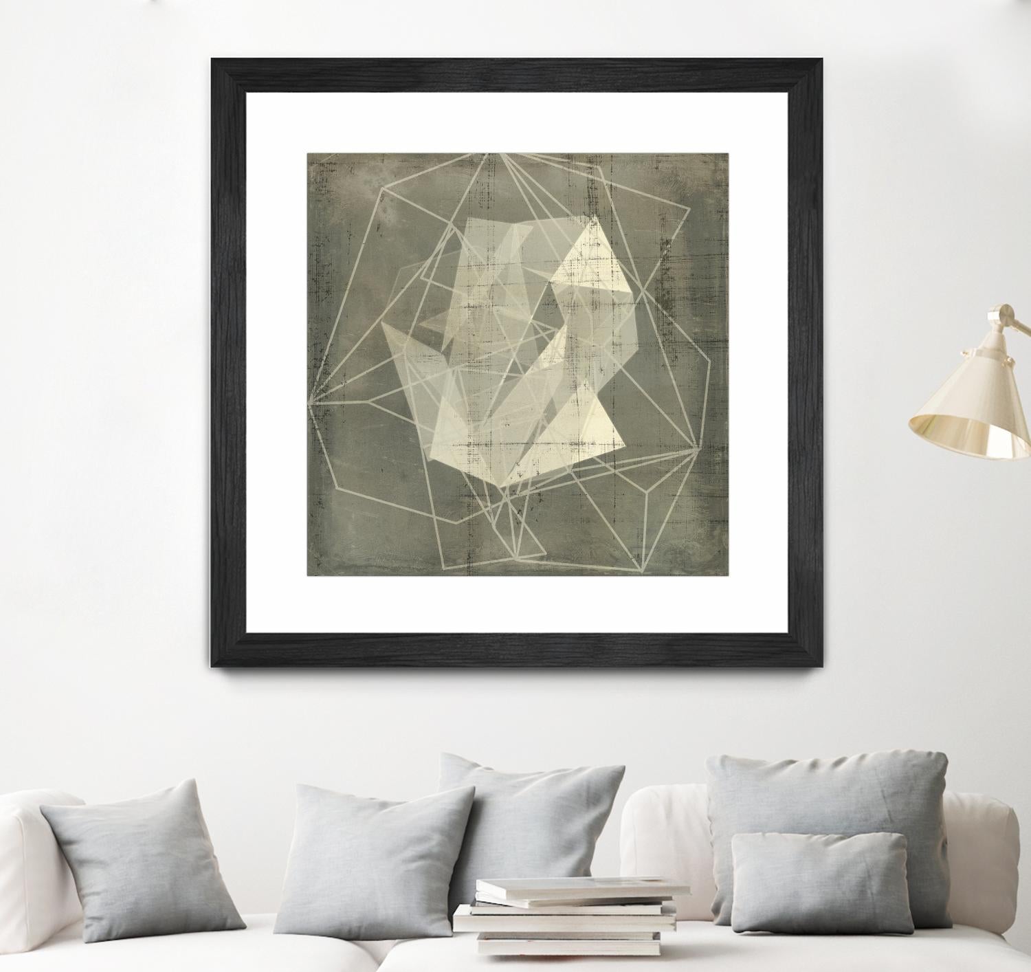 Geomolecule Blueprint II by Jennifer Goldberger on GIANT ART - beige abstract abstract