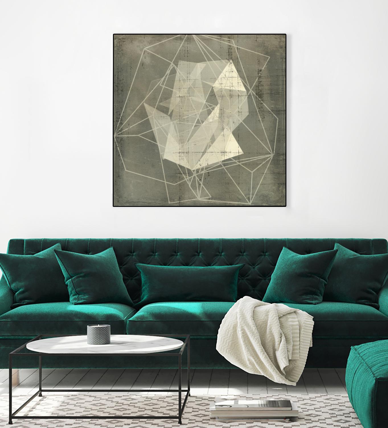 Geomolecule Blueprint II by Jennifer Goldberger on GIANT ART - beige abstract abstract