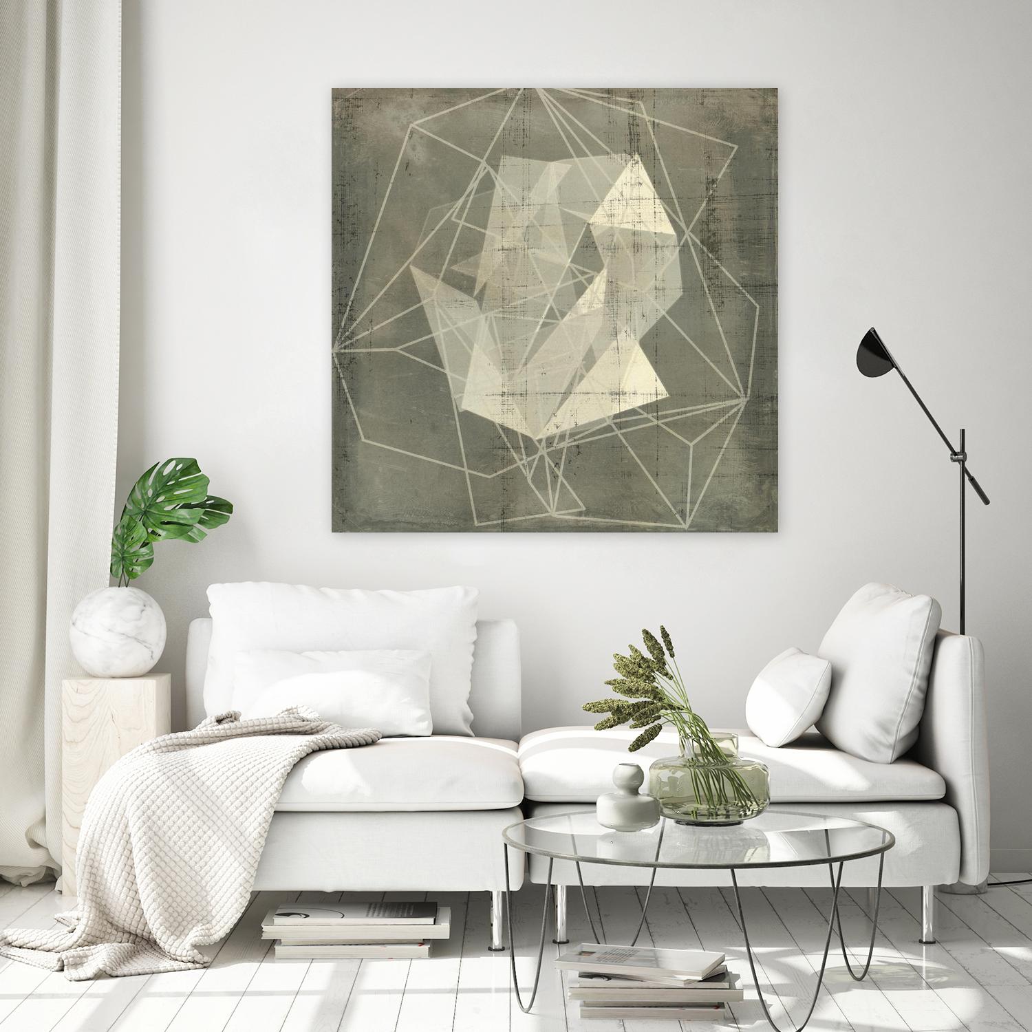 Geomolecule Blueprint II by Jennifer Goldberger on GIANT ART - beige abstract abstract