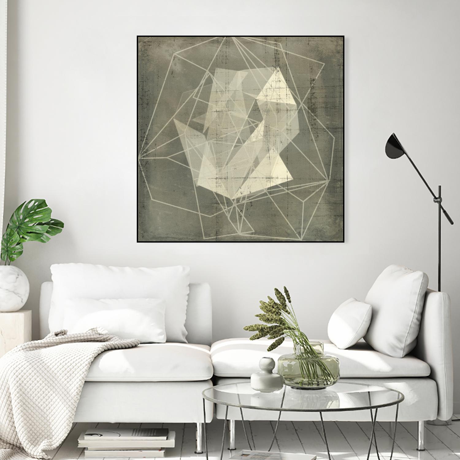 Geomolecule Blueprint II by Jennifer Goldberger on GIANT ART - beige abstract abstract