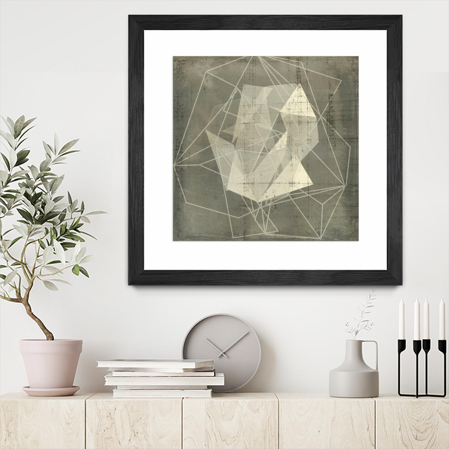 Geomolecule Blueprint II by Jennifer Goldberger on GIANT ART - beige abstract abstract