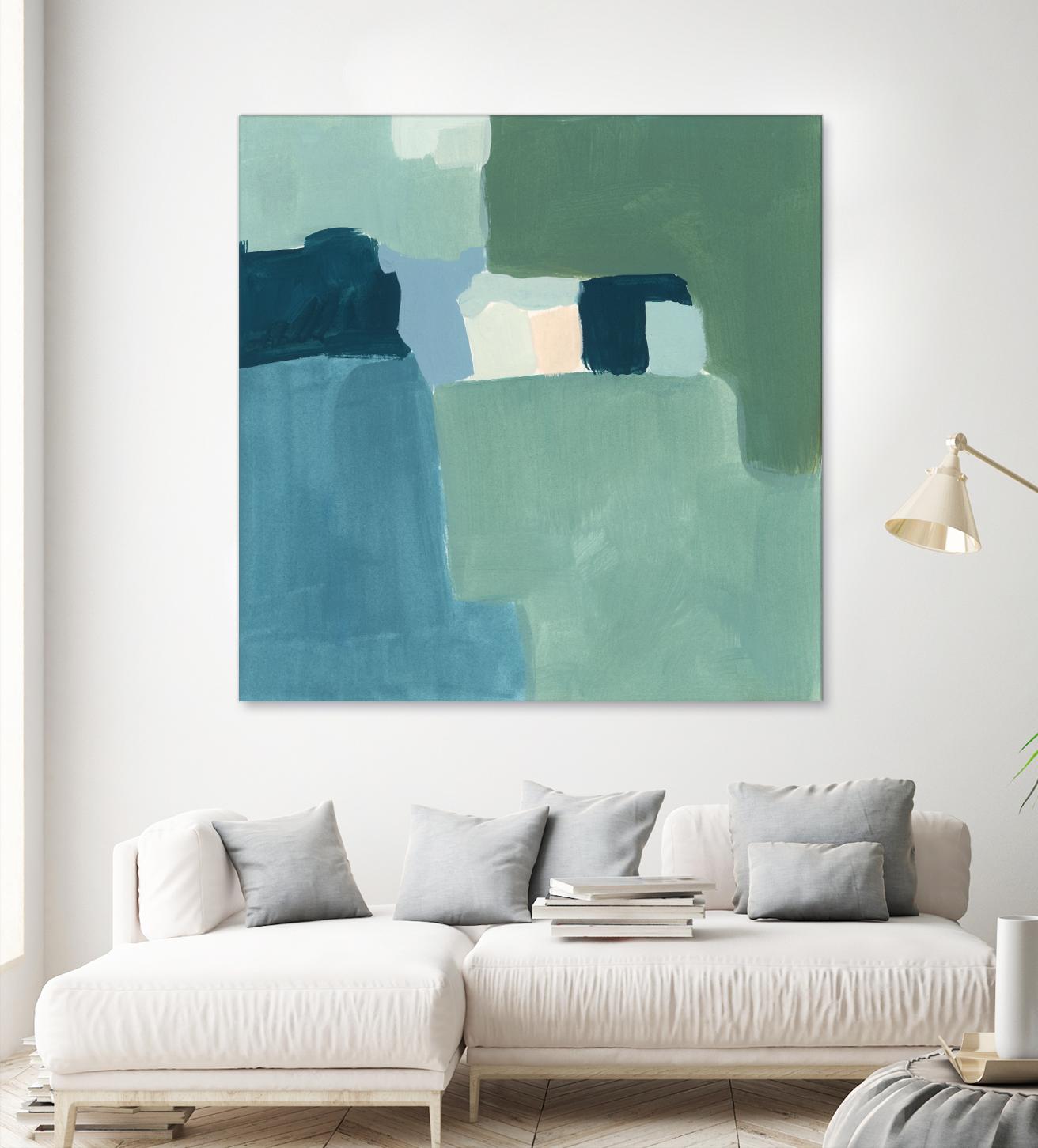 Teal and Sage II by Victoria Barnes on GIANT ART - pink  abstract abstract