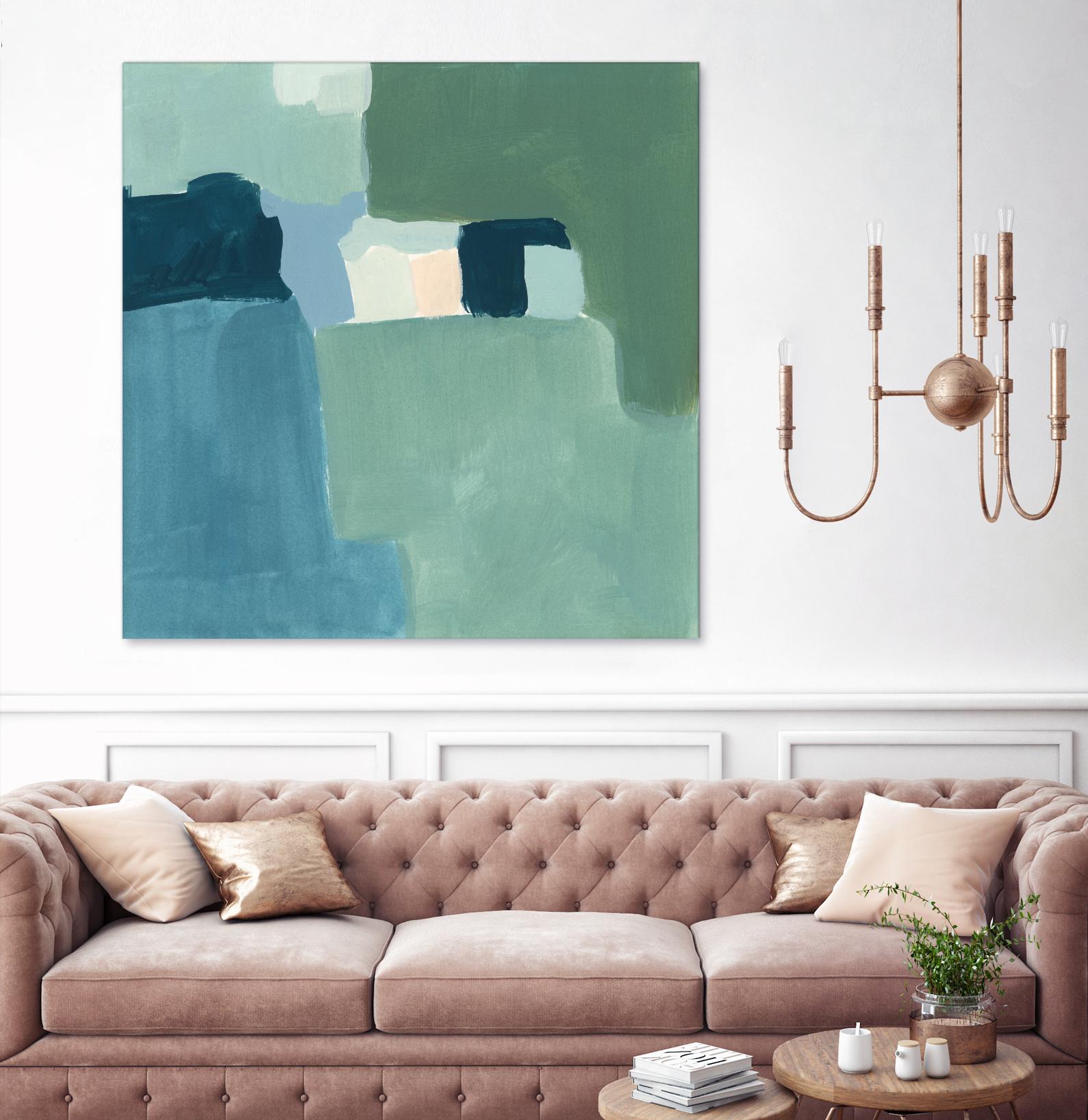 Teal and Sage II by Victoria Barnes on GIANT ART - pink  abstract abstract