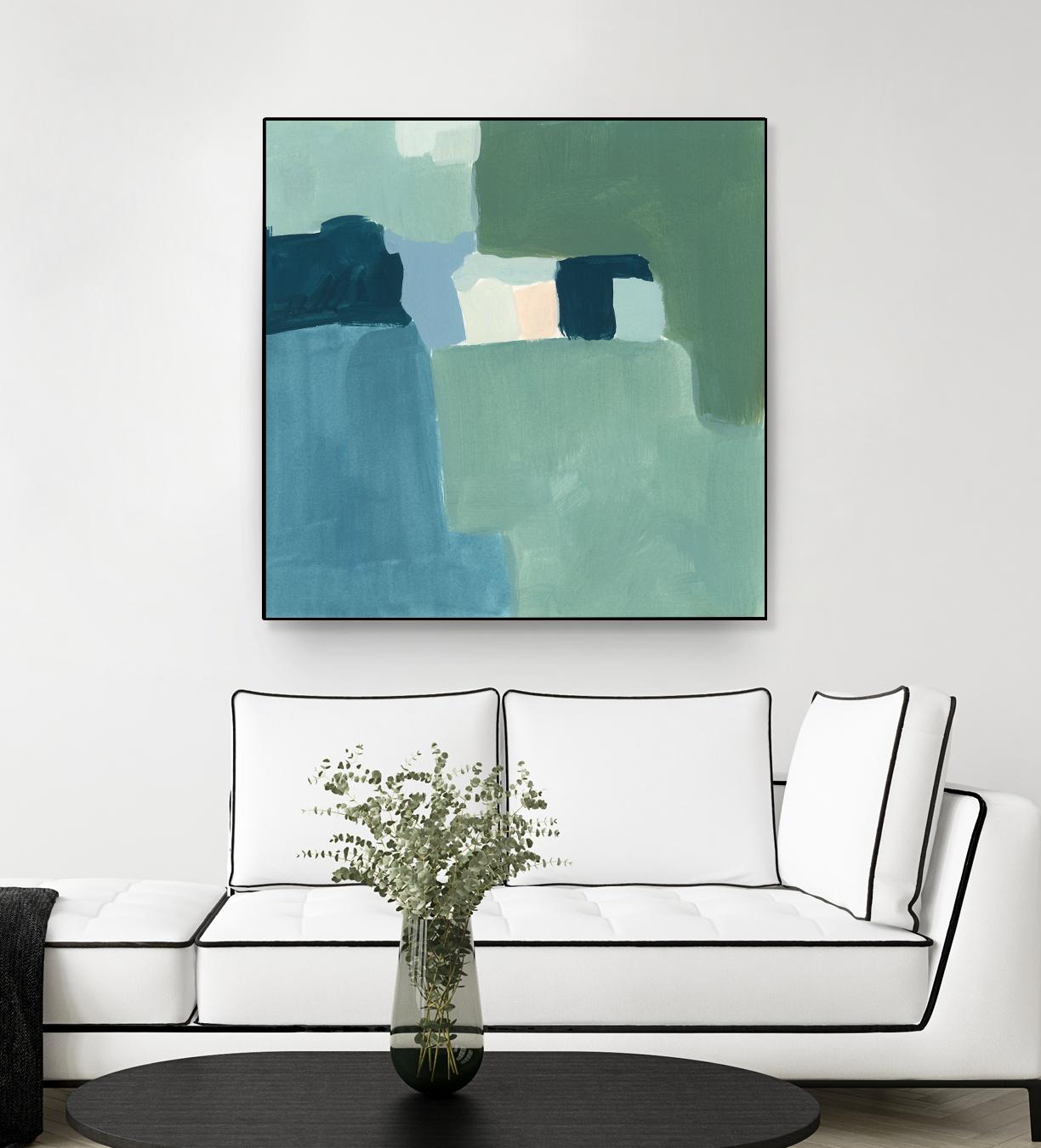Teal and Sage II by Victoria Barnes on GIANT ART - pink  abstract abstract