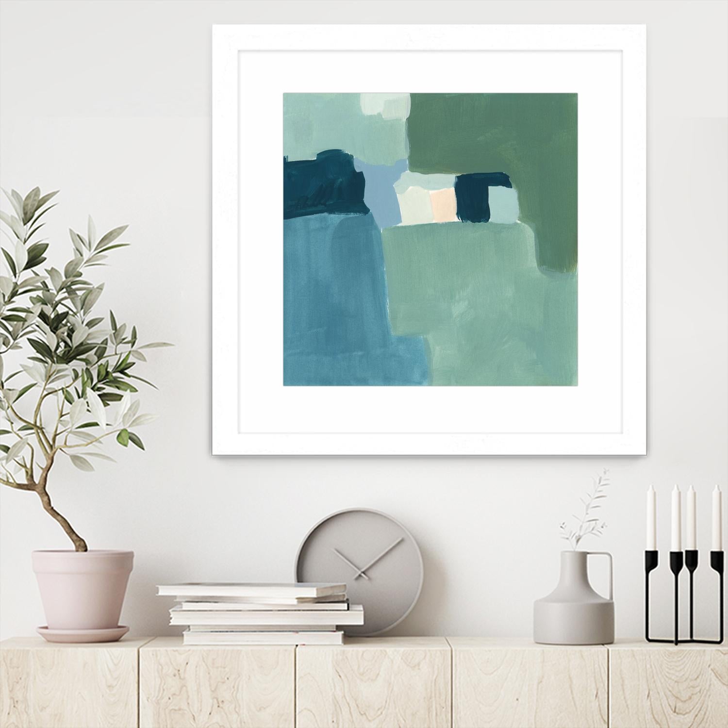 Teal and Sage II by Victoria Barnes on GIANT ART - pink  abstract abstract