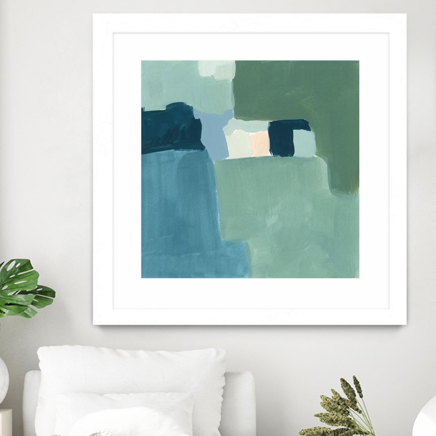 Teal and Sage II by Victoria Barnes on GIANT ART - pink  abstract abstract