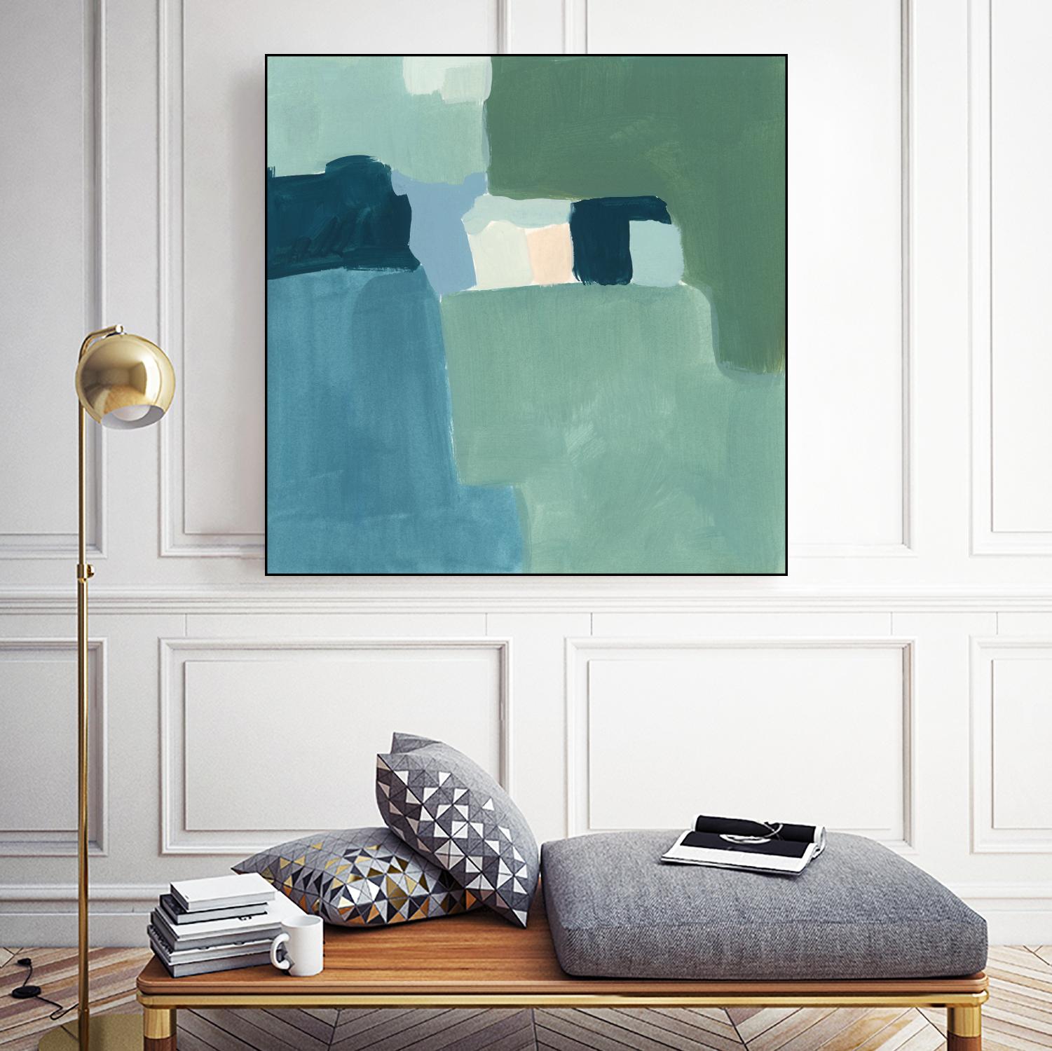 Teal and Sage II by Victoria Barnes on GIANT ART - pink  abstract abstract