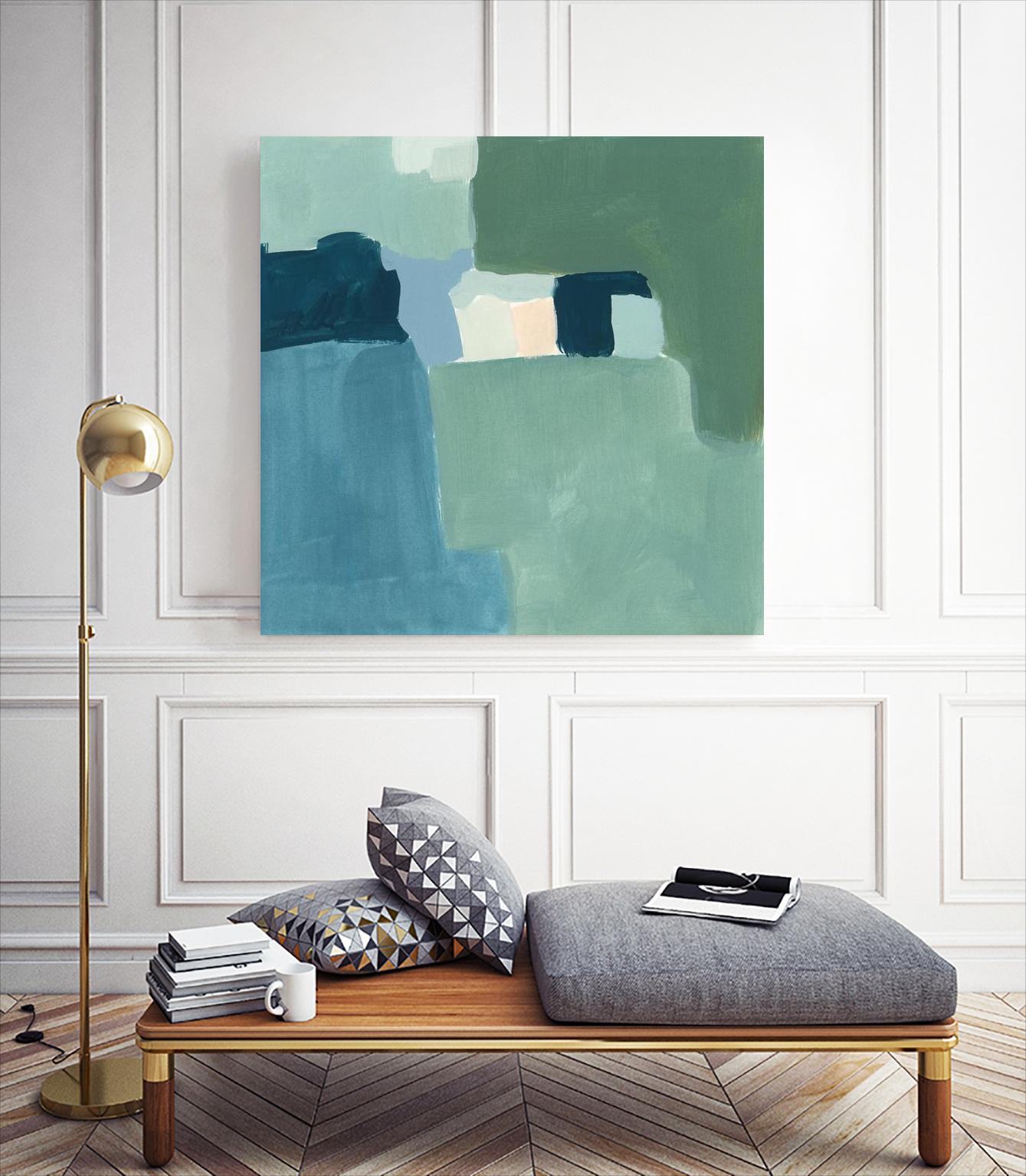 Teal and Sage II by Victoria Barnes on GIANT ART - pink  abstract abstract