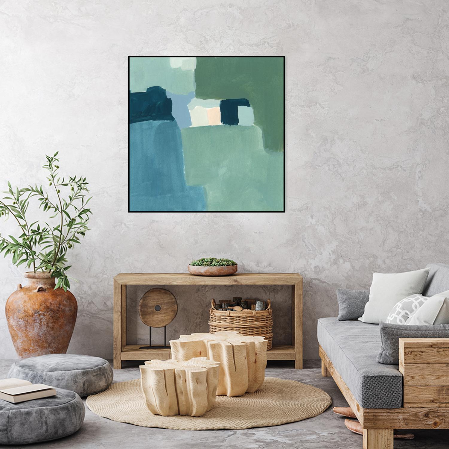 Teal and Sage II by Victoria Barnes on GIANT ART - pink  abstract abstract