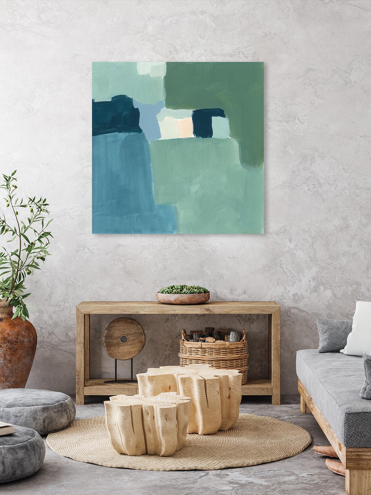 Teal and Sage II by Victoria Barnes on GIANT ART - pink  abstract abstract