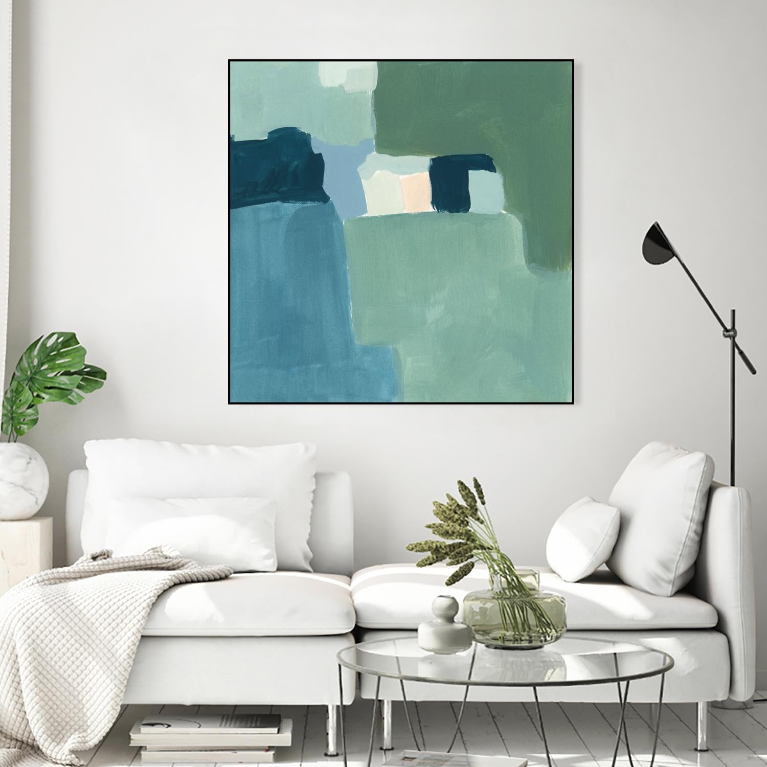 Teal and Sage II by Victoria Barnes on GIANT ART - pink  abstract abstract