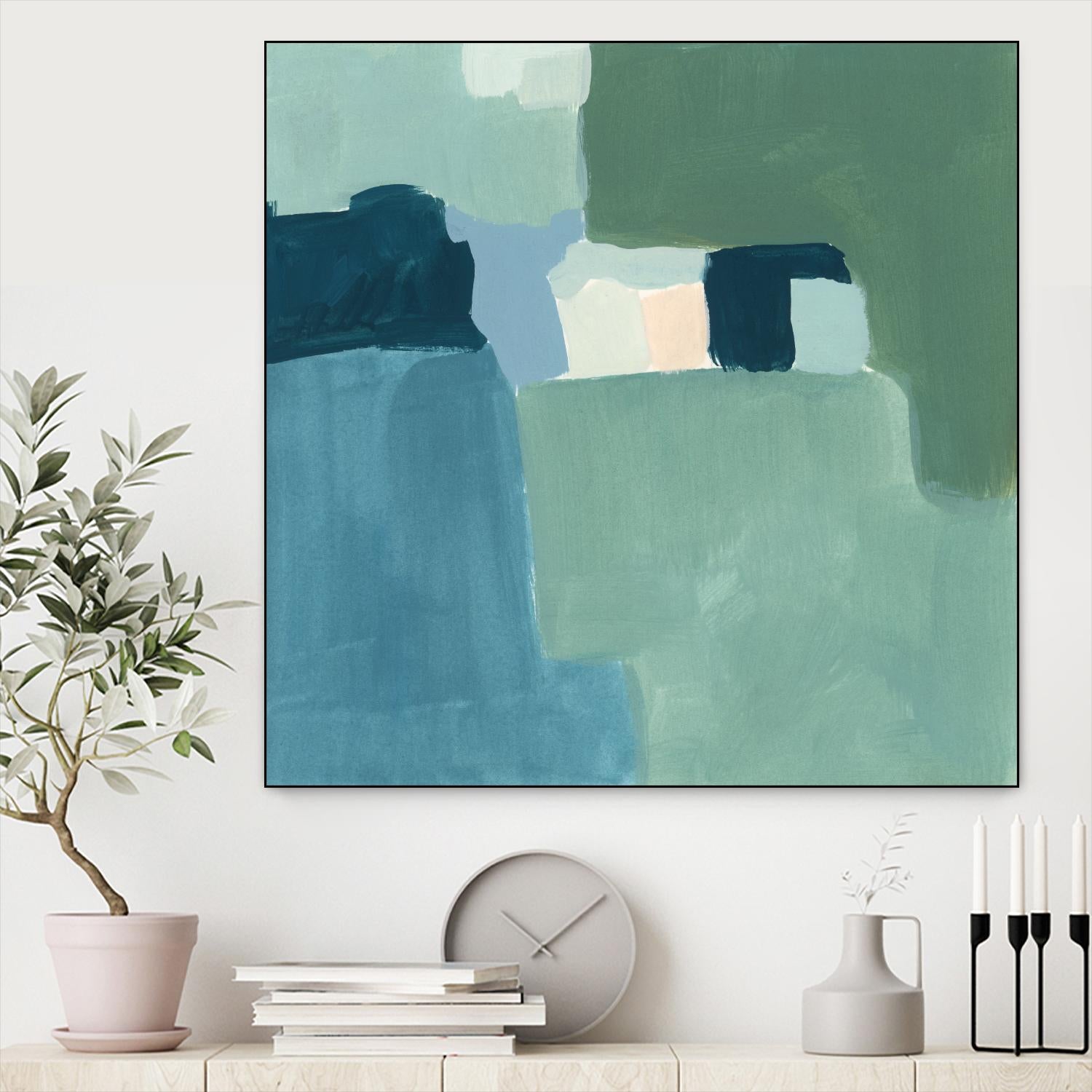 Teal and Sage II by Victoria Barnes on GIANT ART - pink  abstract abstract