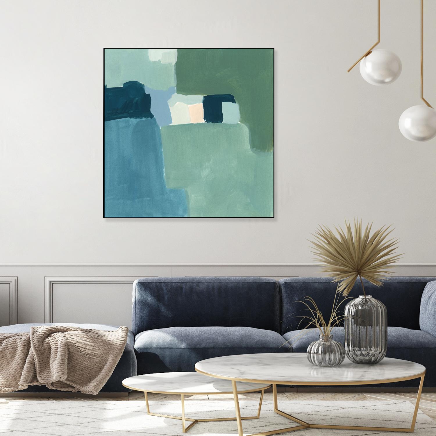 Teal and Sage II by Victoria Barnes on GIANT ART - pink  abstract abstract