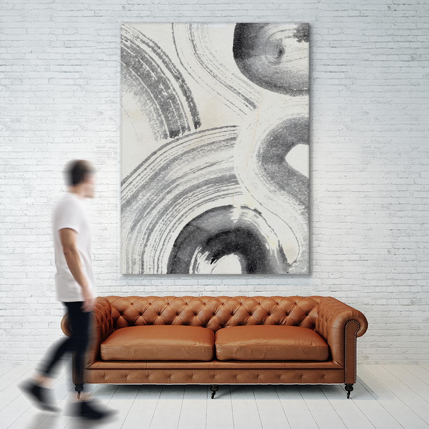 Zen Flow II by Jennifer Parker on GIANT ART - beige black & white abstract