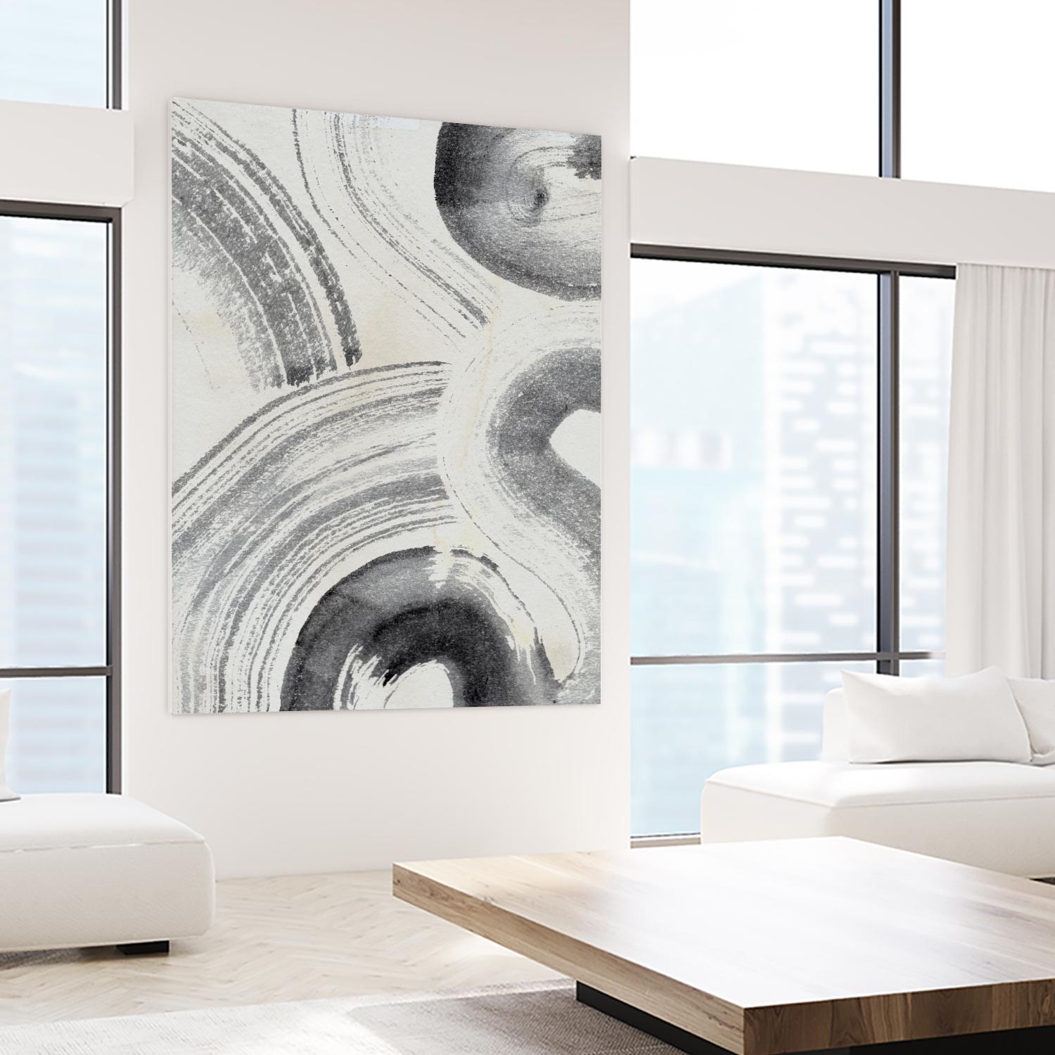 Zen Flow II by Jennifer Parker on GIANT ART - beige black & white abstract