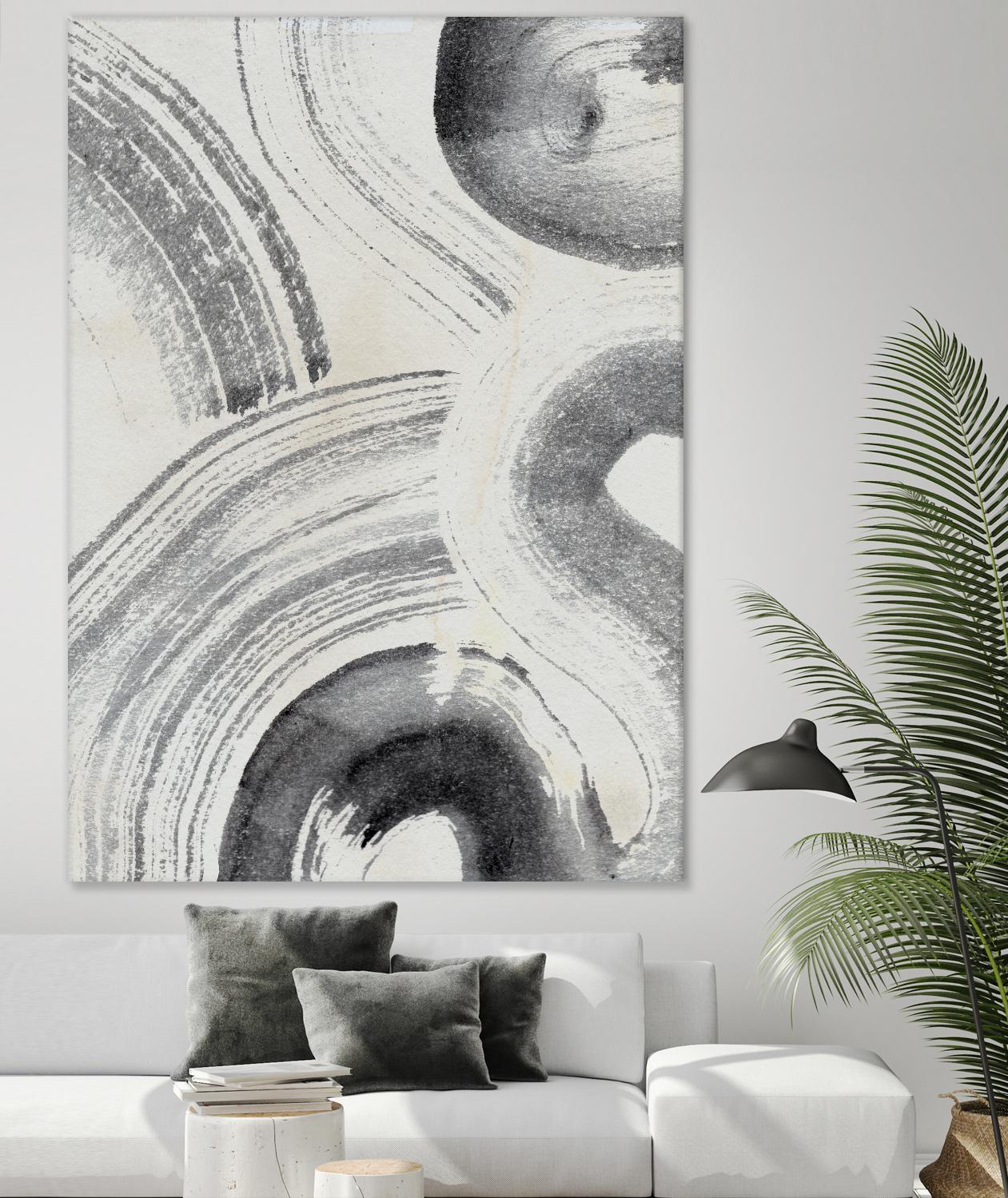 Zen Flow II by Jennifer Parker on GIANT ART - beige black & white abstract