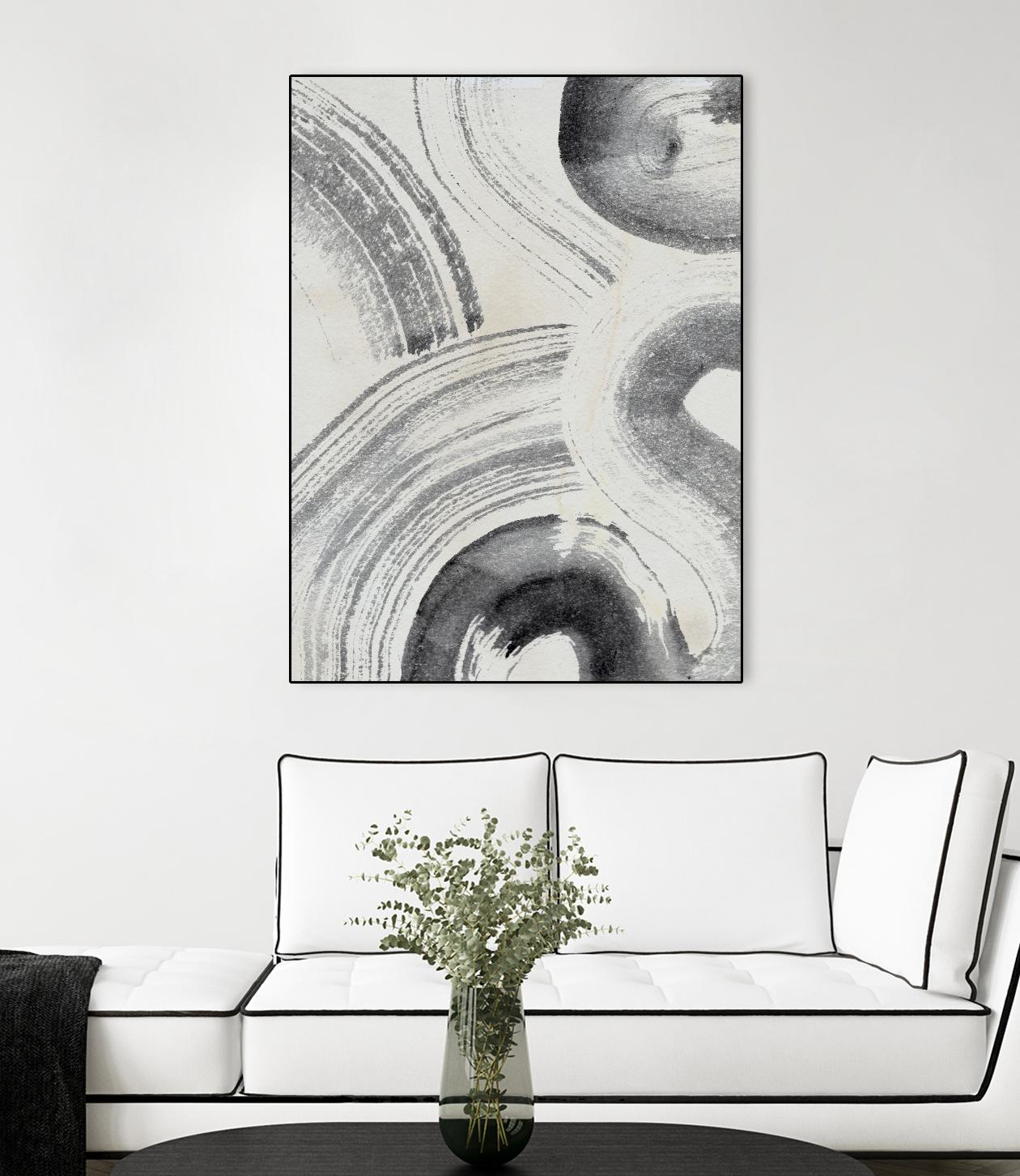 Zen Flow II by Jennifer Parker on GIANT ART - beige black & white abstract