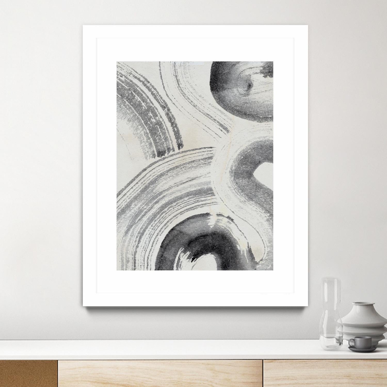 Zen Flow II by Jennifer Parker on GIANT ART - beige black & white abstract