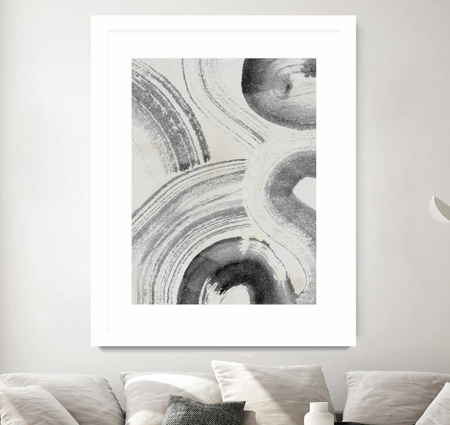 Zen Flow II by Jennifer Parker on GIANT ART - beige black & white abstract