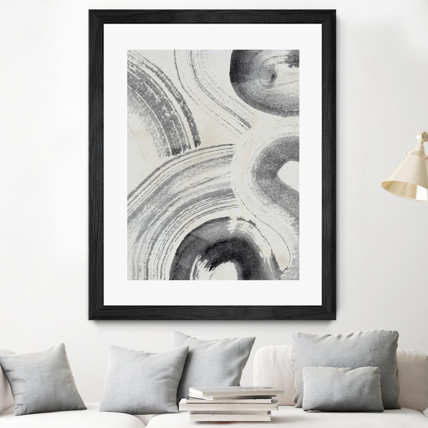 Zen Flow II by Jennifer Parker on GIANT ART - beige black & white abstract