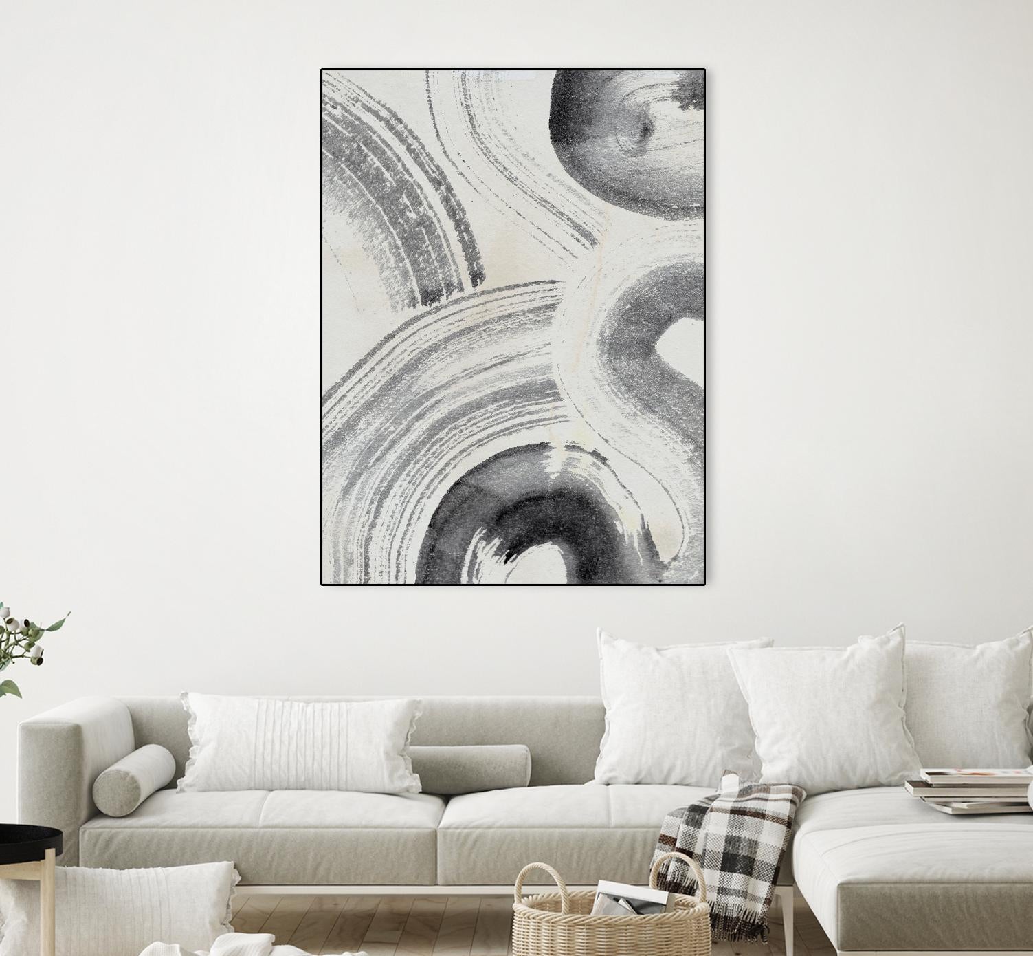 Zen Flow II by Jennifer Parker on GIANT ART - beige black & white abstract