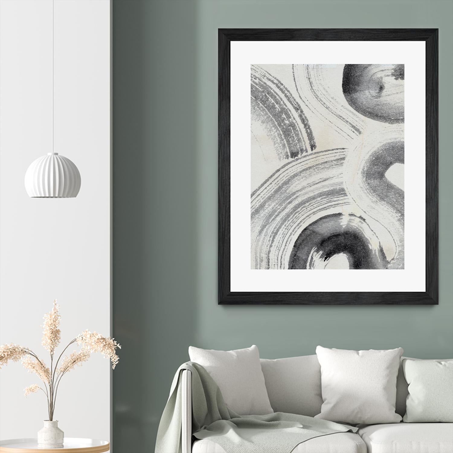 Zen Flow II by Jennifer Parker on GIANT ART - beige black & white abstract