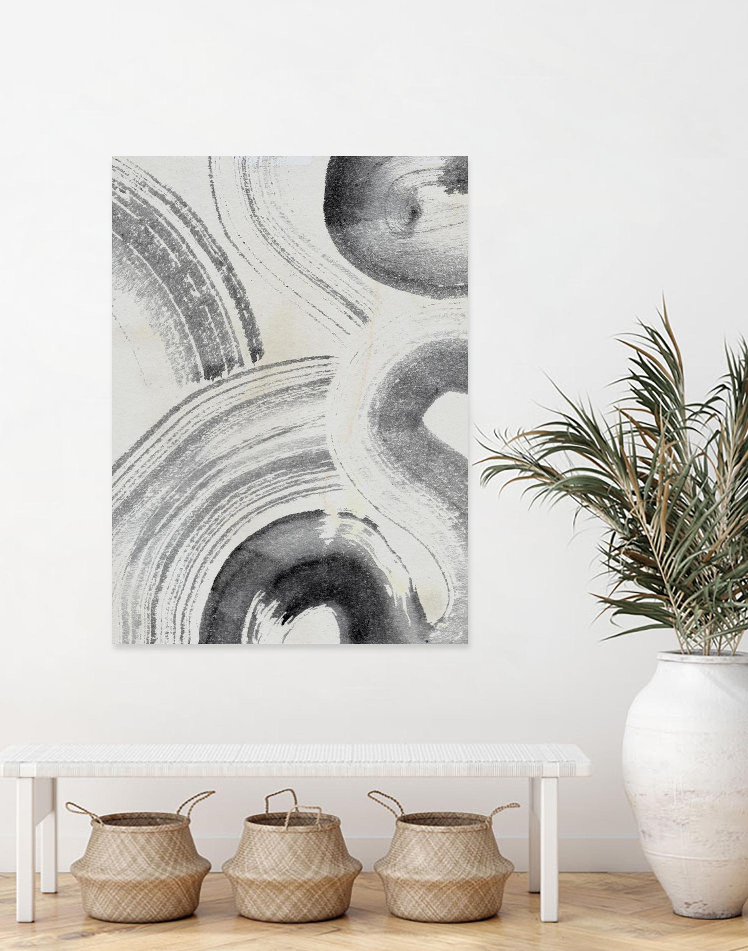 Zen Flow II by Jennifer Parker on GIANT ART - beige black & white abstract