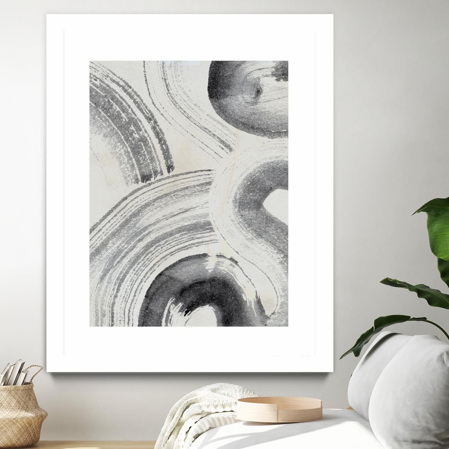 Zen Flow II by Jennifer Parker on GIANT ART - beige black & white abstract