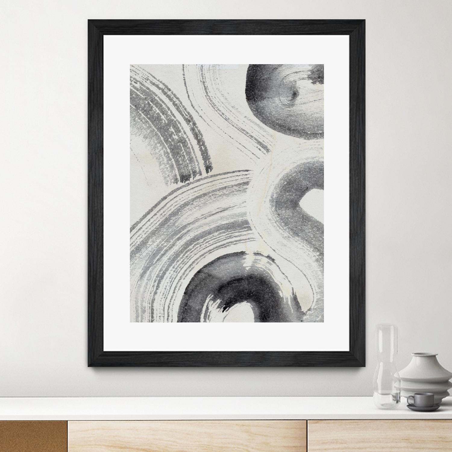 Zen Flow II by Jennifer Parker on GIANT ART - beige black & white abstract