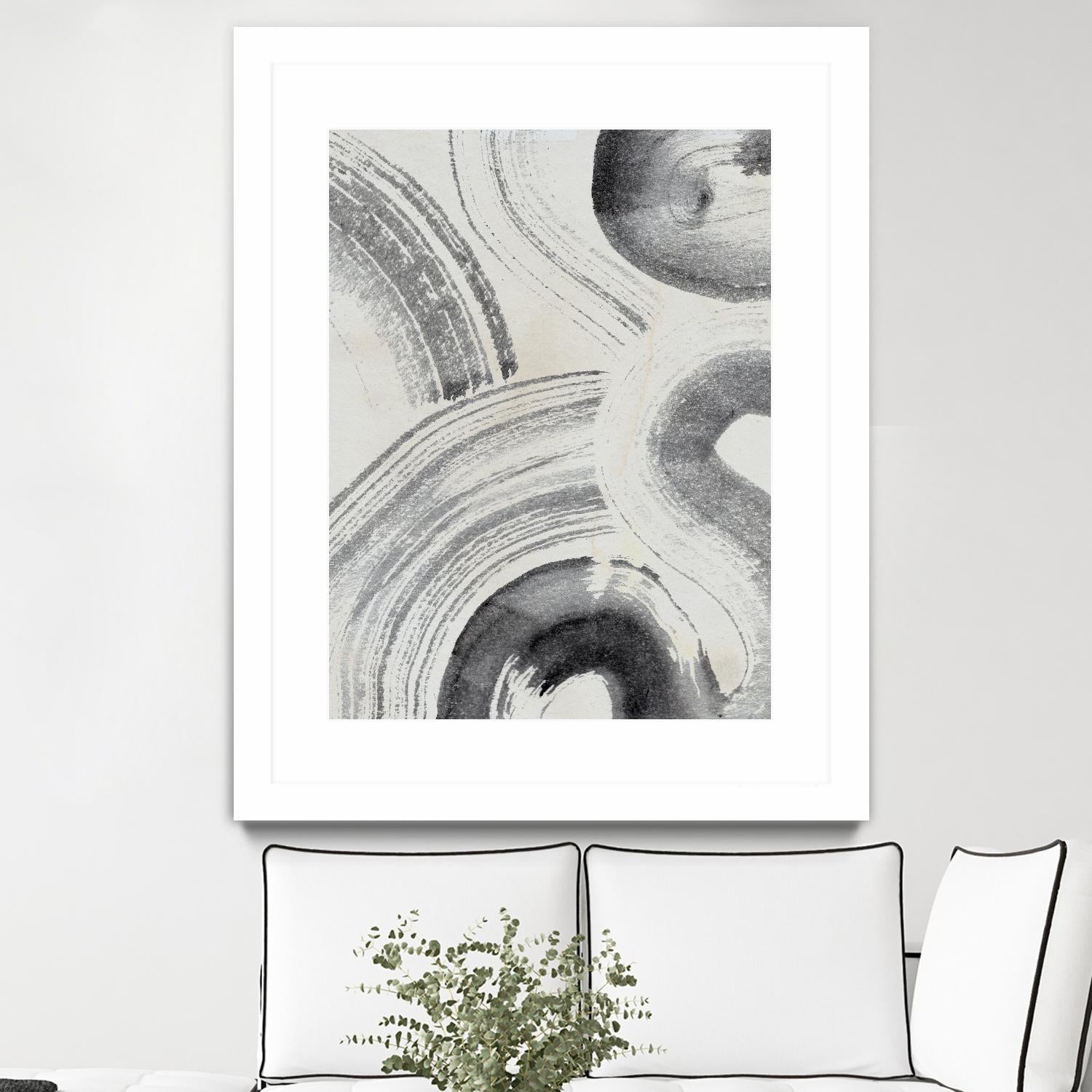 Zen Flow II by Jennifer Parker on GIANT ART - beige black & white abstract