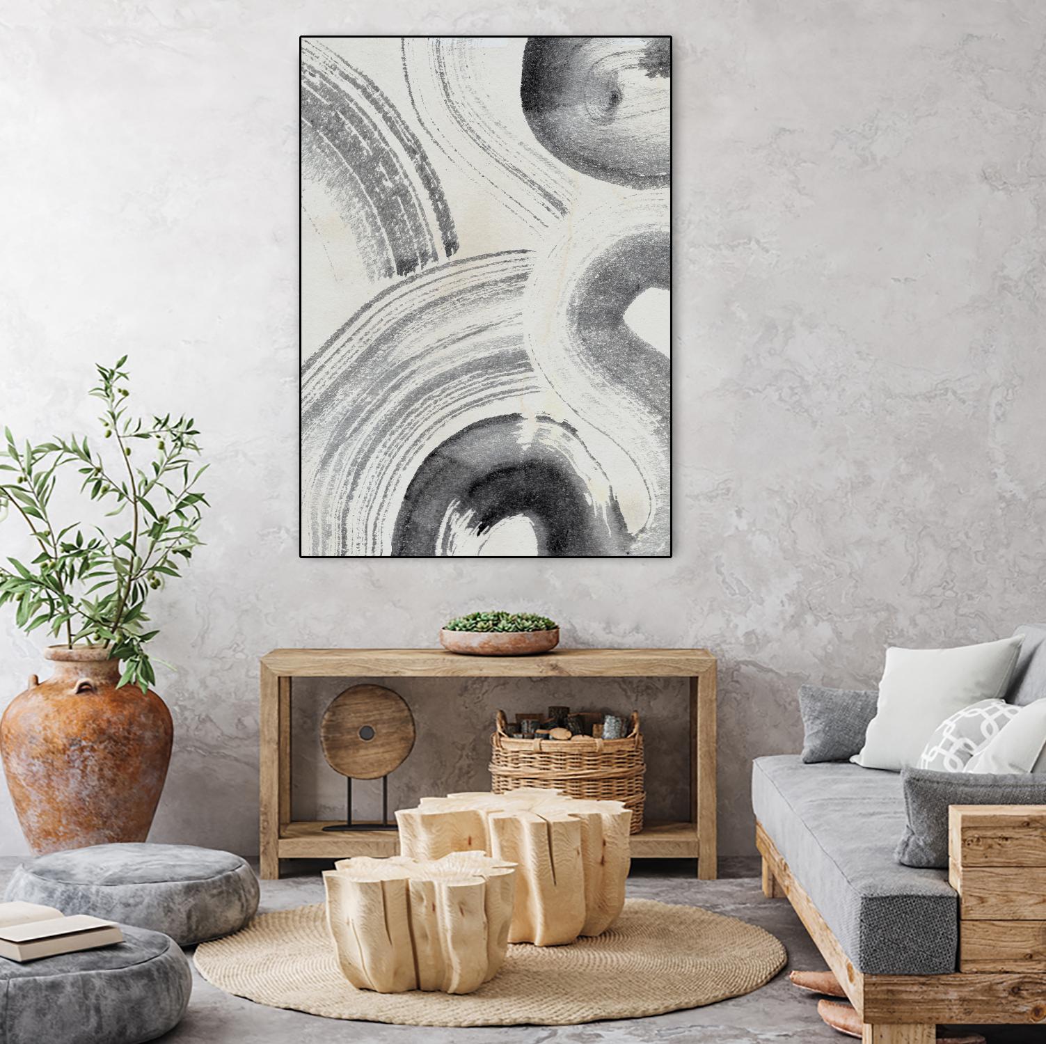 Zen Flow II by Jennifer Parker on GIANT ART - beige black & white abstract