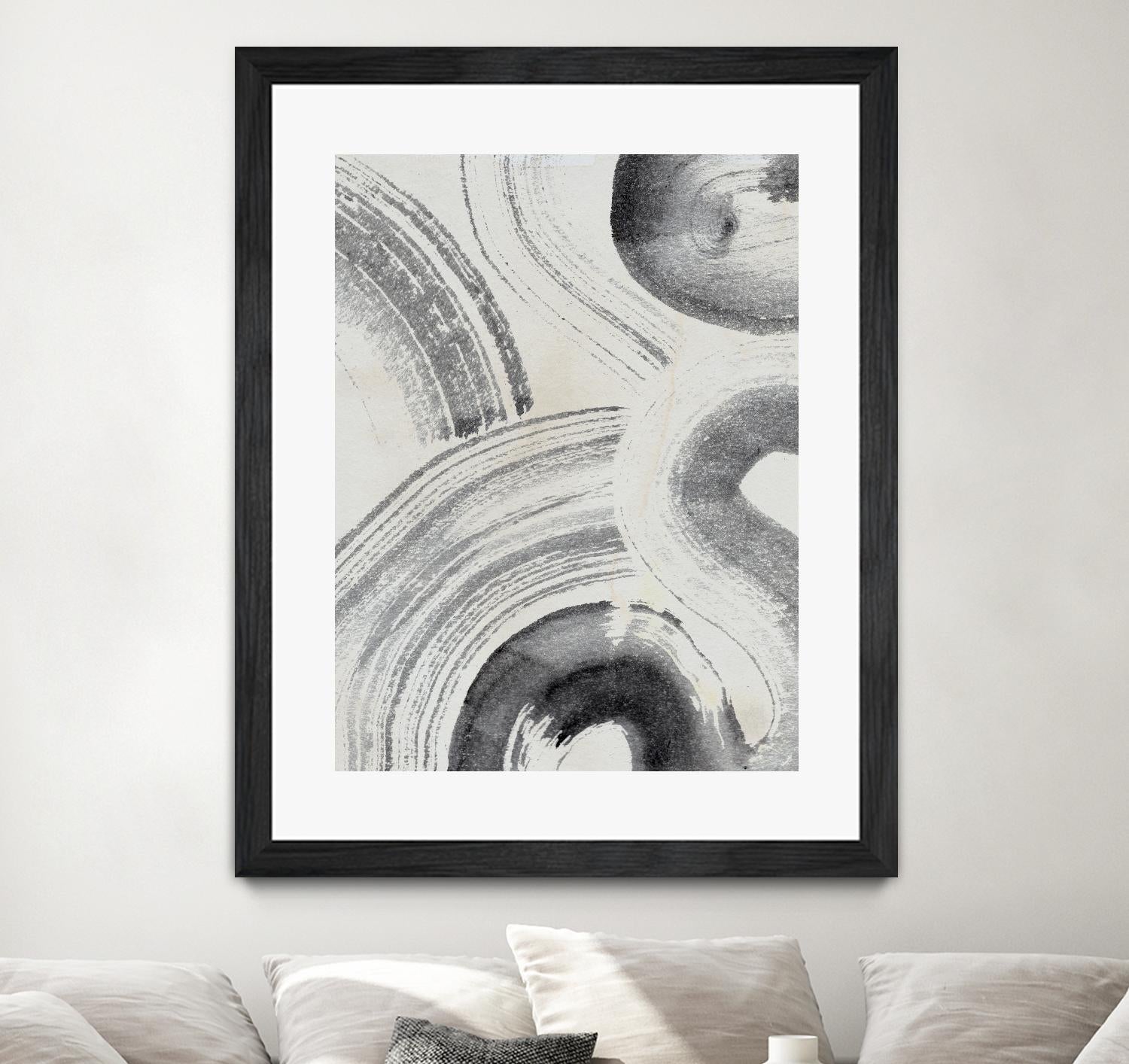 Zen Flow II by Jennifer Parker on GIANT ART - beige black & white abstract