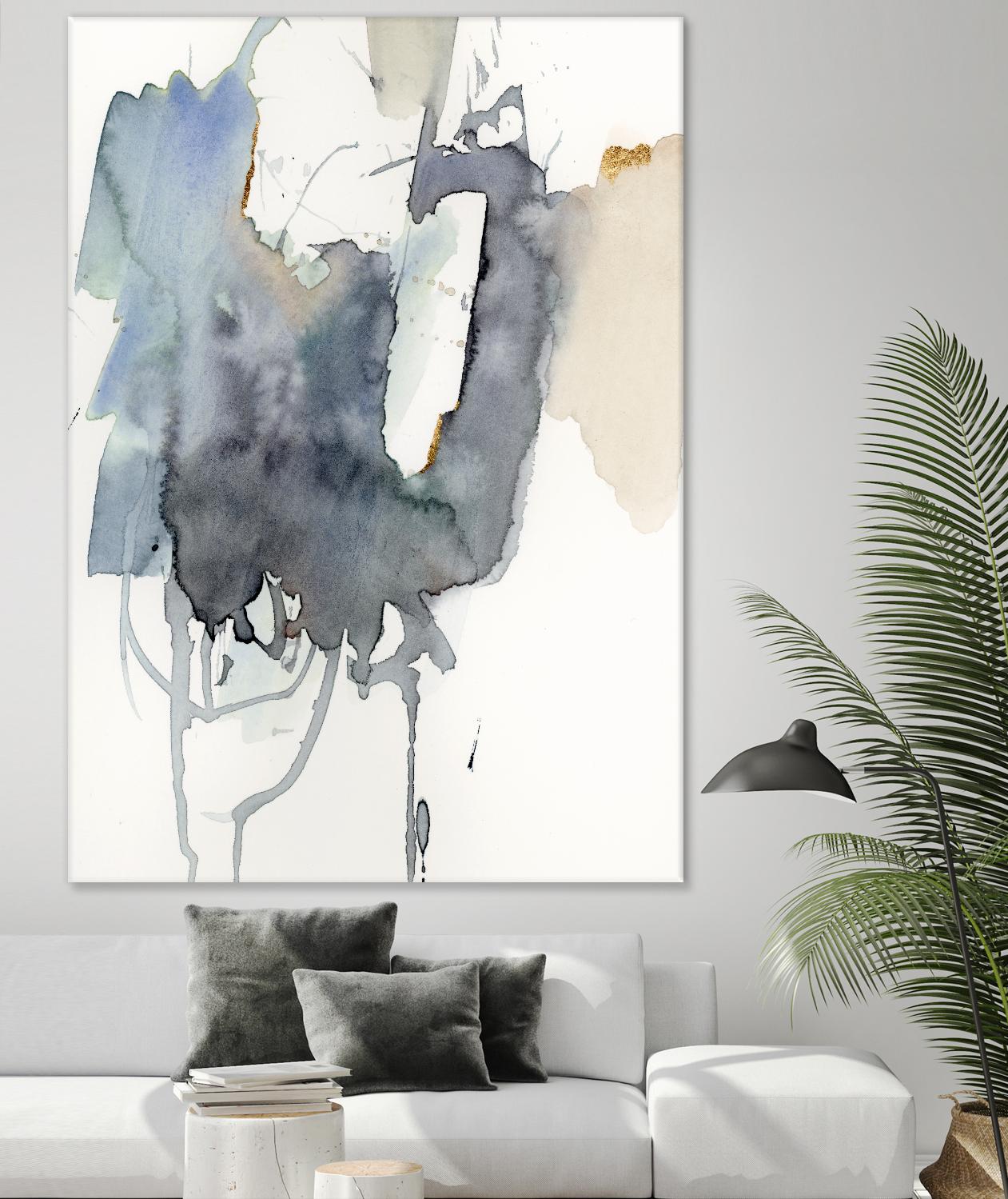 Indigo Splatter I by Victoria Barnes on GIANT ART - gold abstract abstract