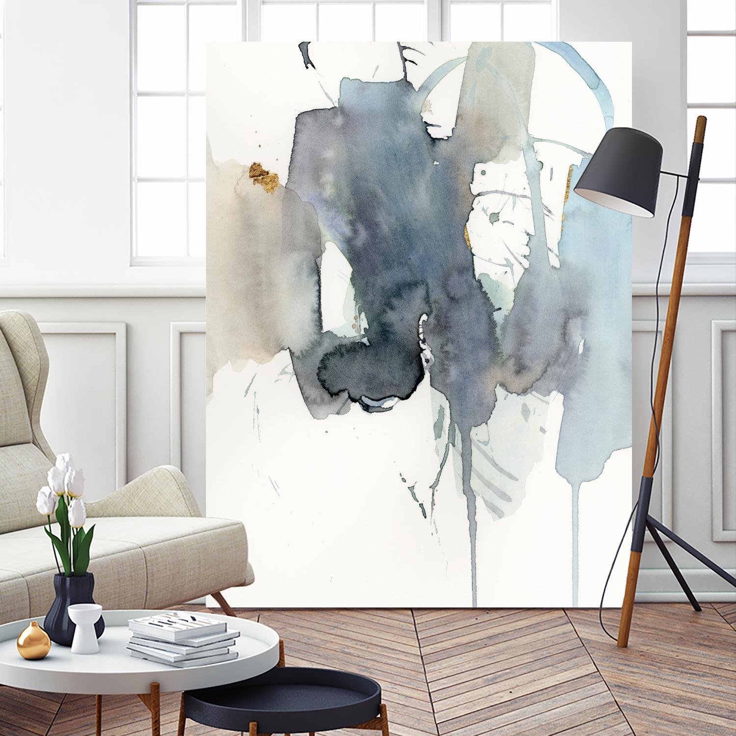 Indigo Splatter II by Victoria Barnes on GIANT ART - gold abstract abstract