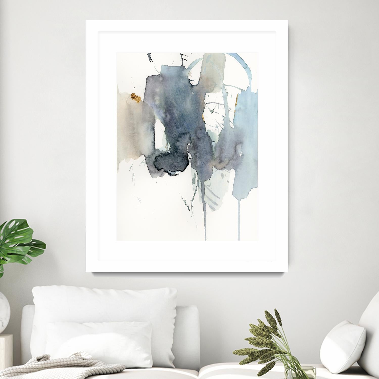 Indigo Splatter II by Victoria Barnes on GIANT ART - gold abstract abstract