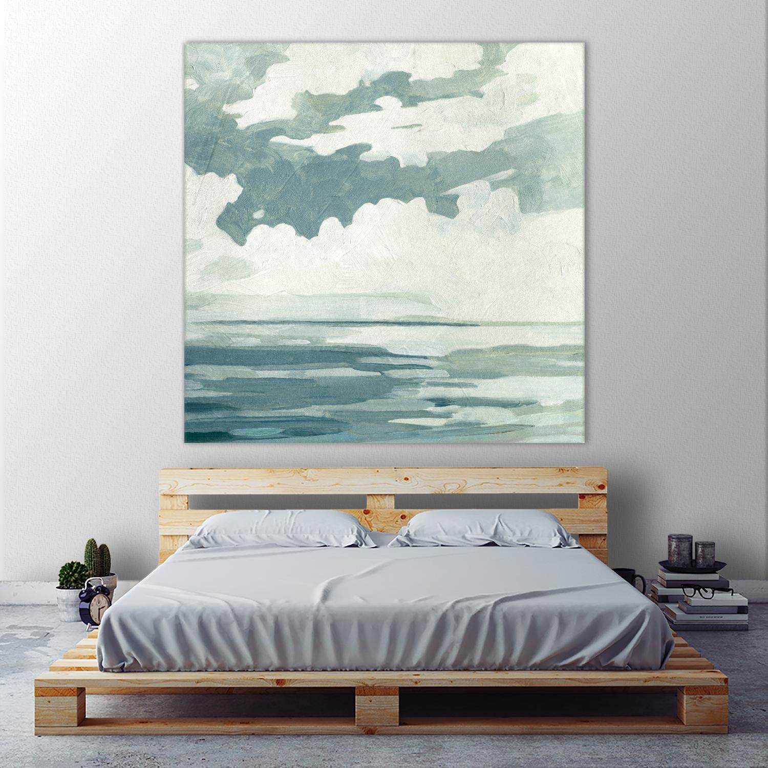 Textured Blue Seascape I by Emma Caroline on GIANT ART - beige landscapes & seascapes abstract