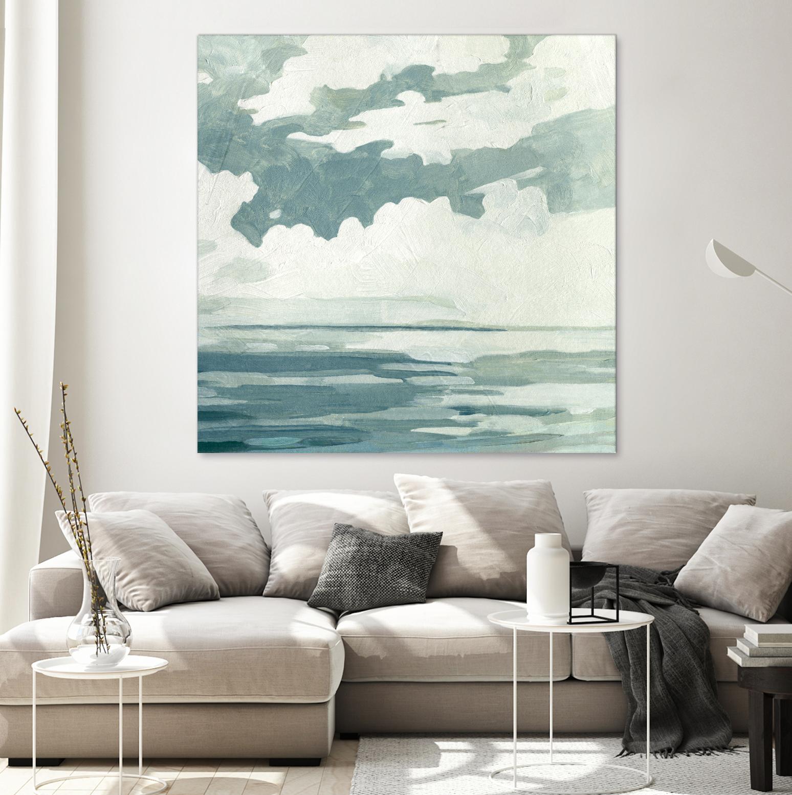 Textured Blue Seascape I by Emma Caroline on GIANT ART - beige landscapes & seascapes abstract
