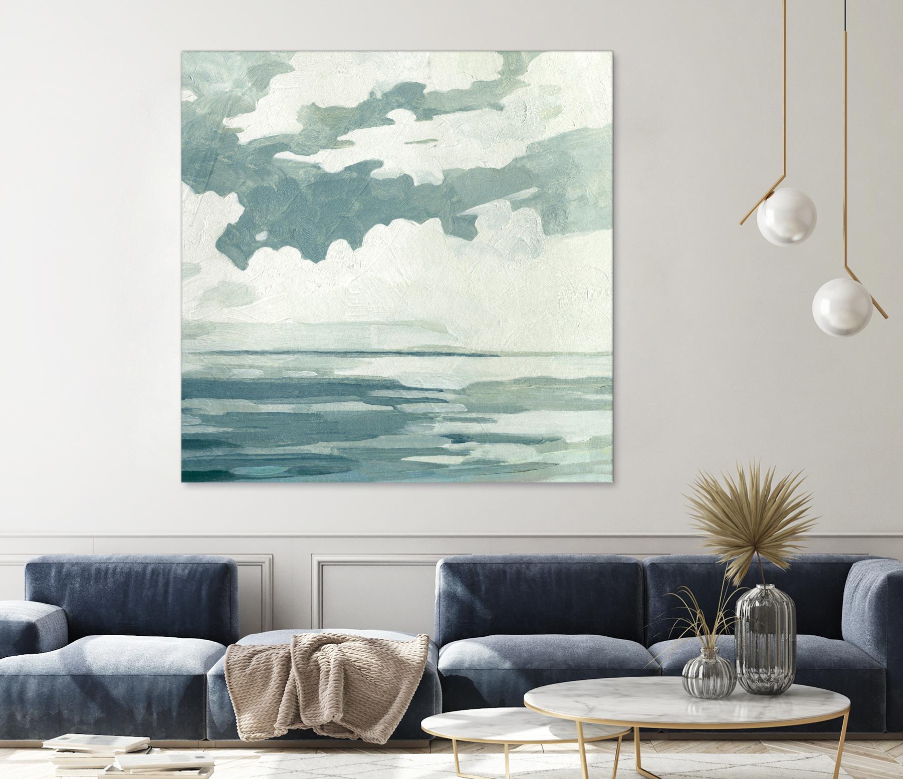 Textured Blue Seascape I by Emma Caroline on GIANT ART - beige landscapes & seascapes abstract