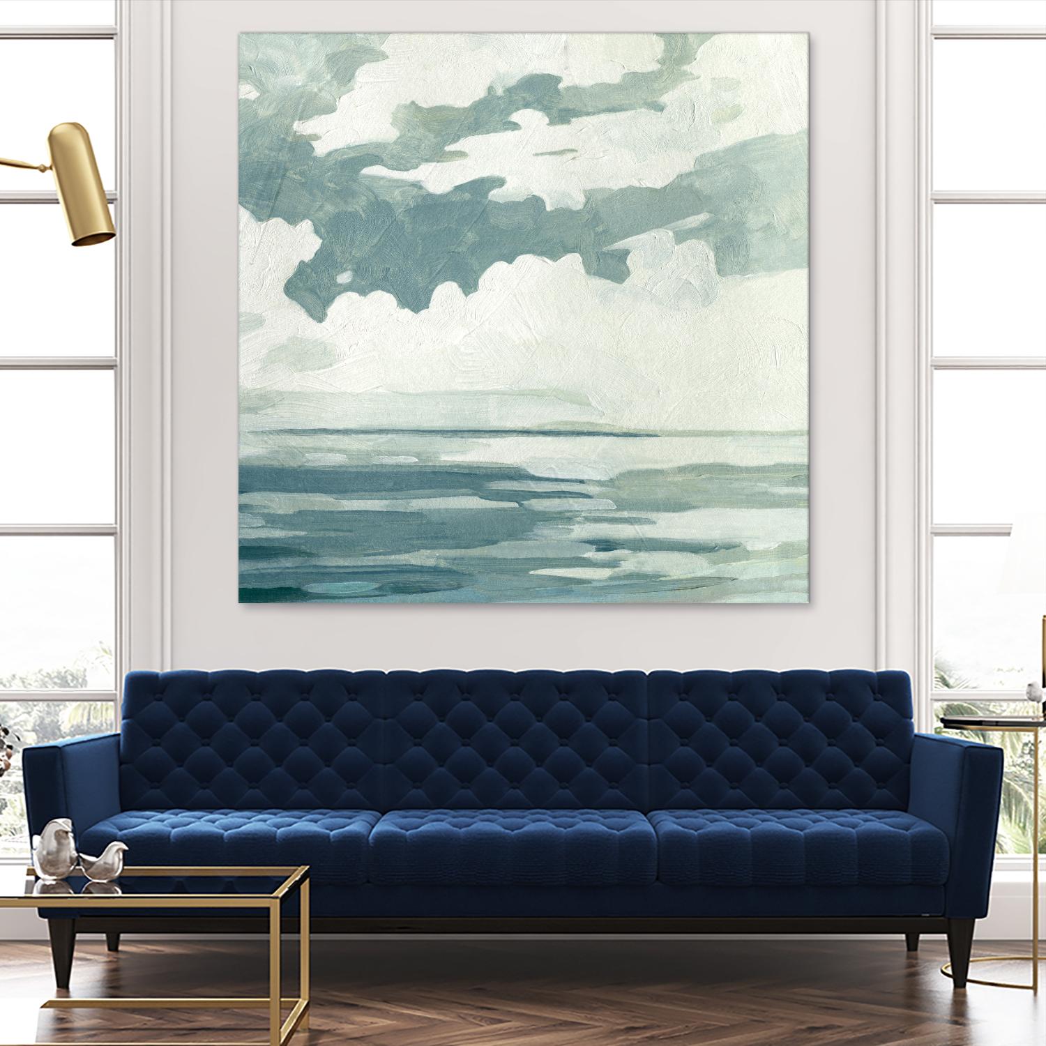 Textured Blue Seascape I by Emma Caroline on GIANT ART - beige landscapes & seascapes abstract