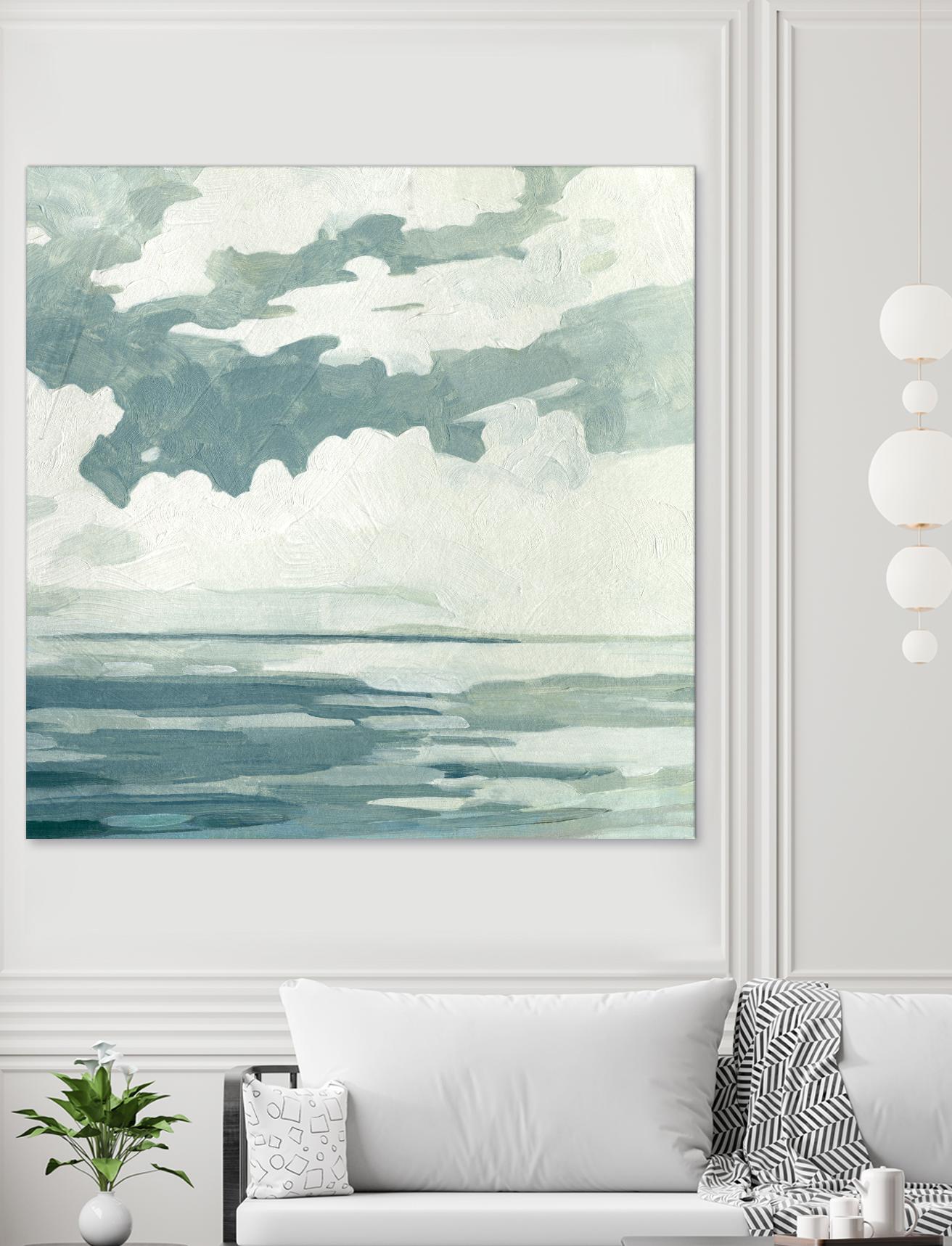 Textured Blue Seascape I by Emma Caroline on GIANT ART - beige landscapes & seascapes abstract