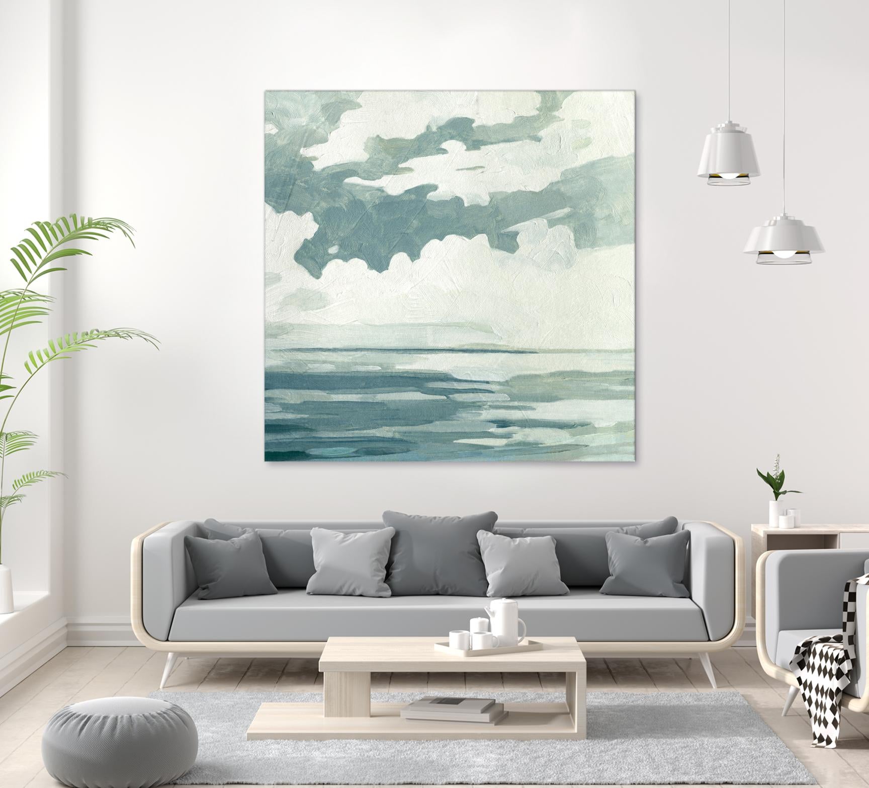 Textured Blue Seascape I by Emma Caroline on GIANT ART - beige landscapes & seascapes abstract