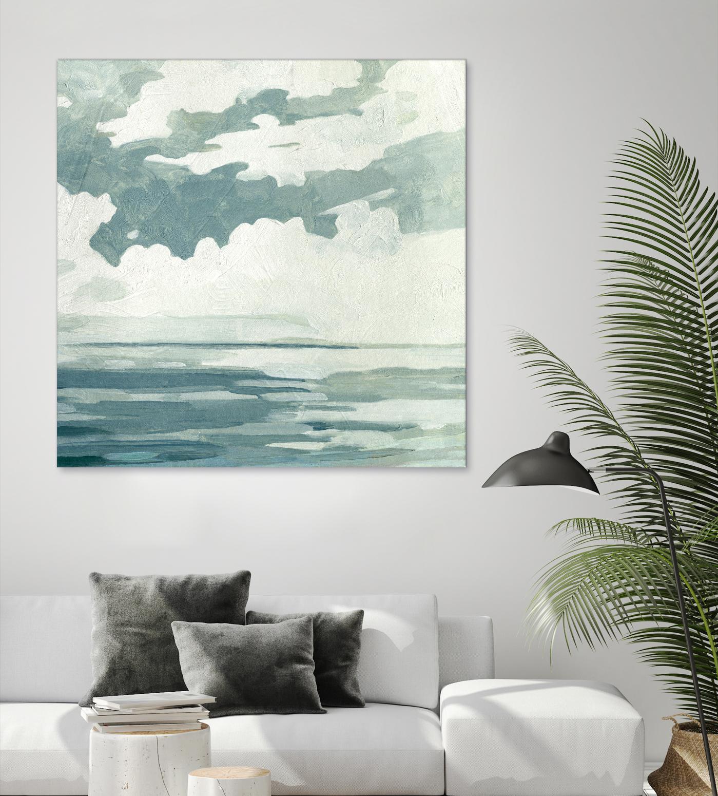 Textured Blue Seascape I by Emma Caroline on GIANT ART - beige landscapes & seascapes abstract