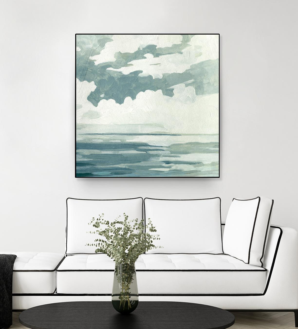 Textured Blue Seascape I by Emma Caroline on GIANT ART - beige landscapes & seascapes abstract