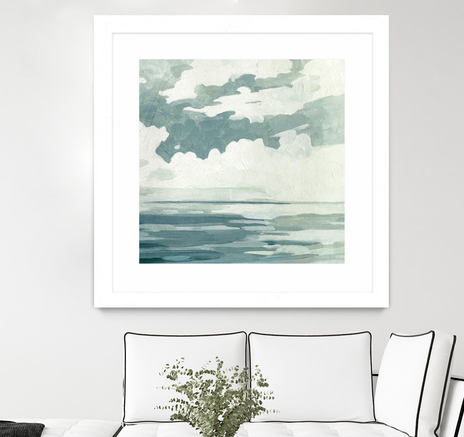 Textured Blue Seascape I by Emma Caroline on GIANT ART - beige landscapes & seascapes abstract