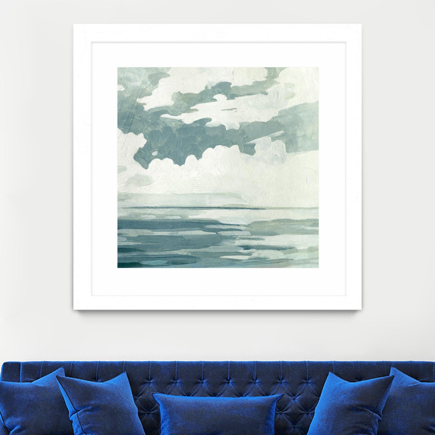 Textured Blue Seascape I by Emma Caroline on GIANT ART - beige landscapes & seascapes abstract