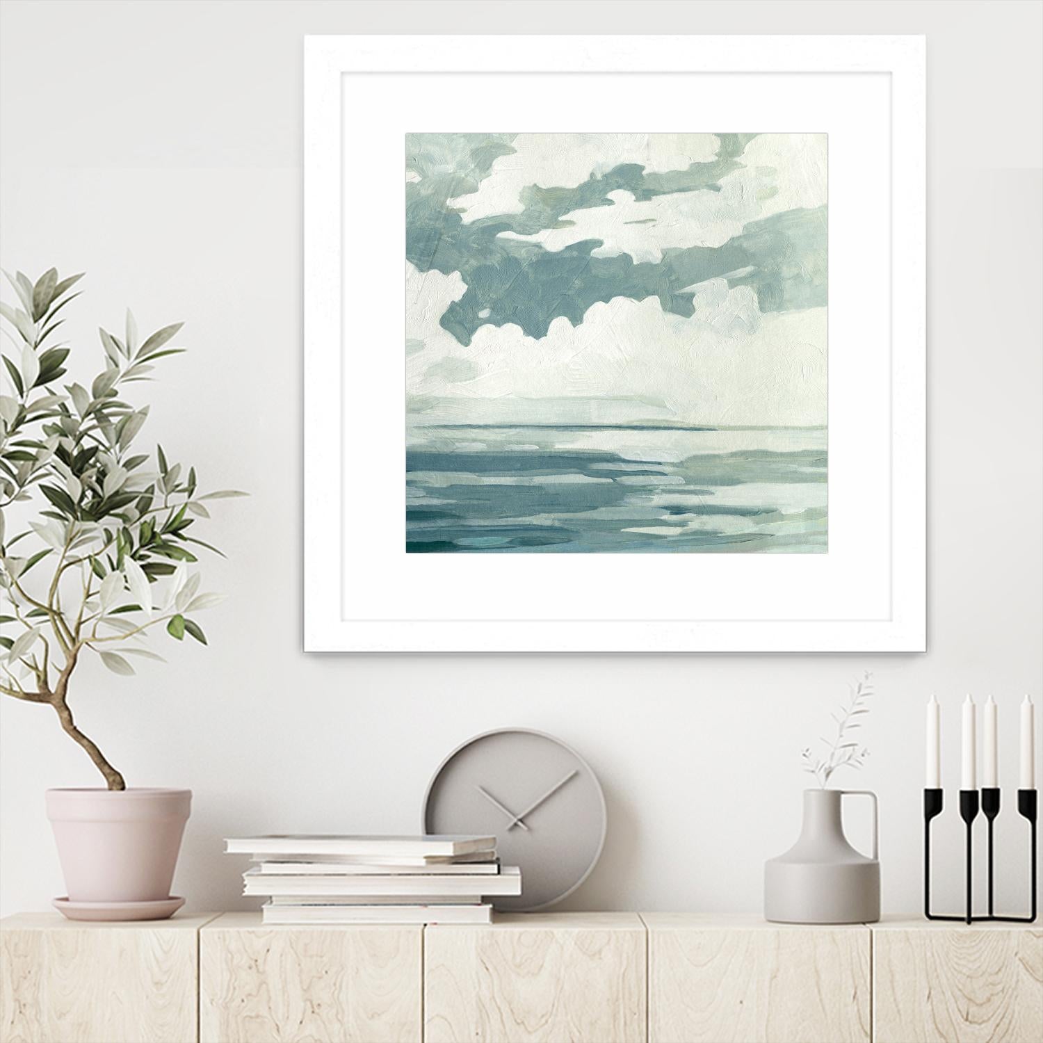 Textured Blue Seascape I by Emma Caroline on GIANT ART - beige landscapes & seascapes abstract