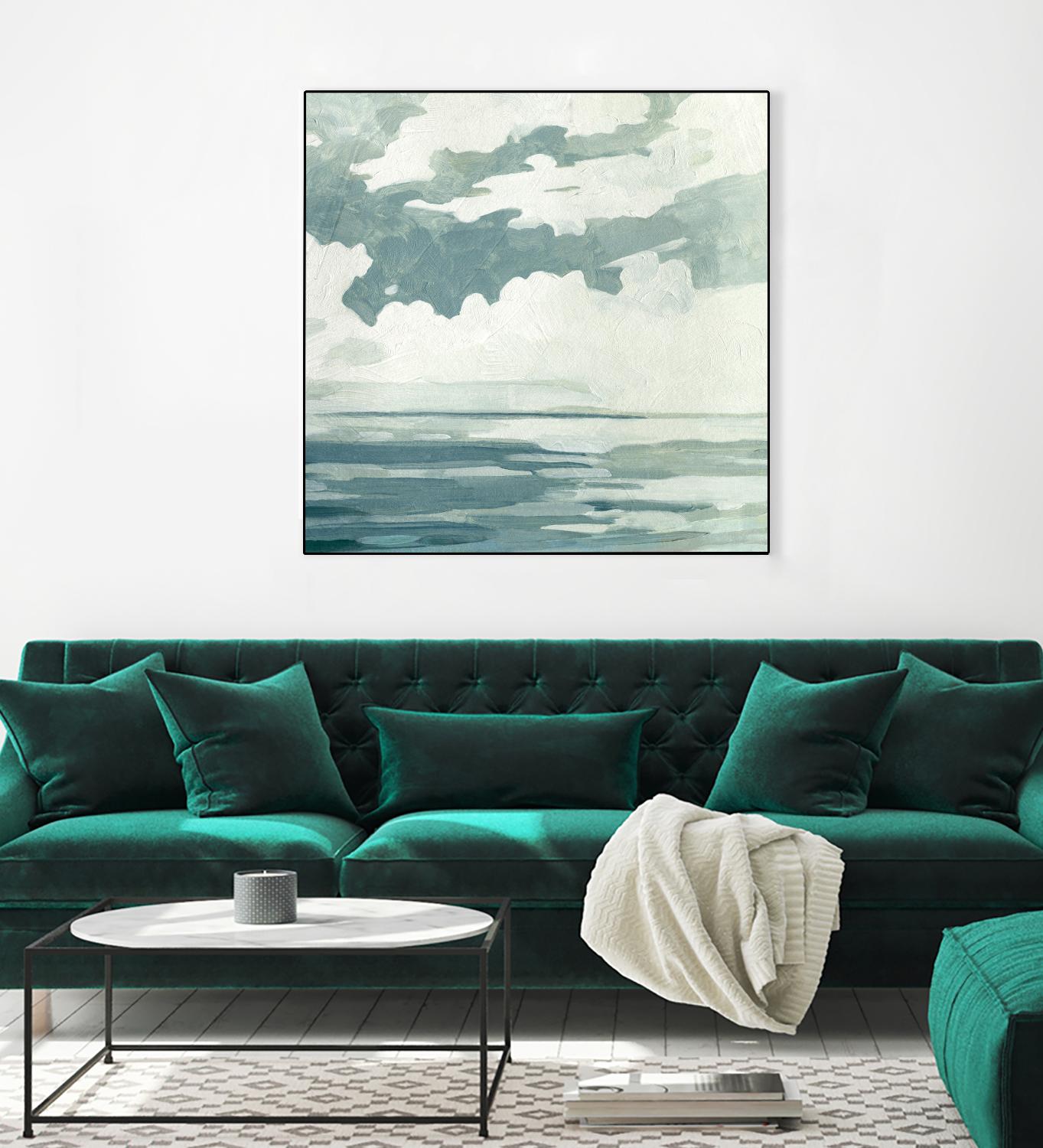 Textured Blue Seascape I by Emma Caroline on GIANT ART - beige landscapes & seascapes abstract